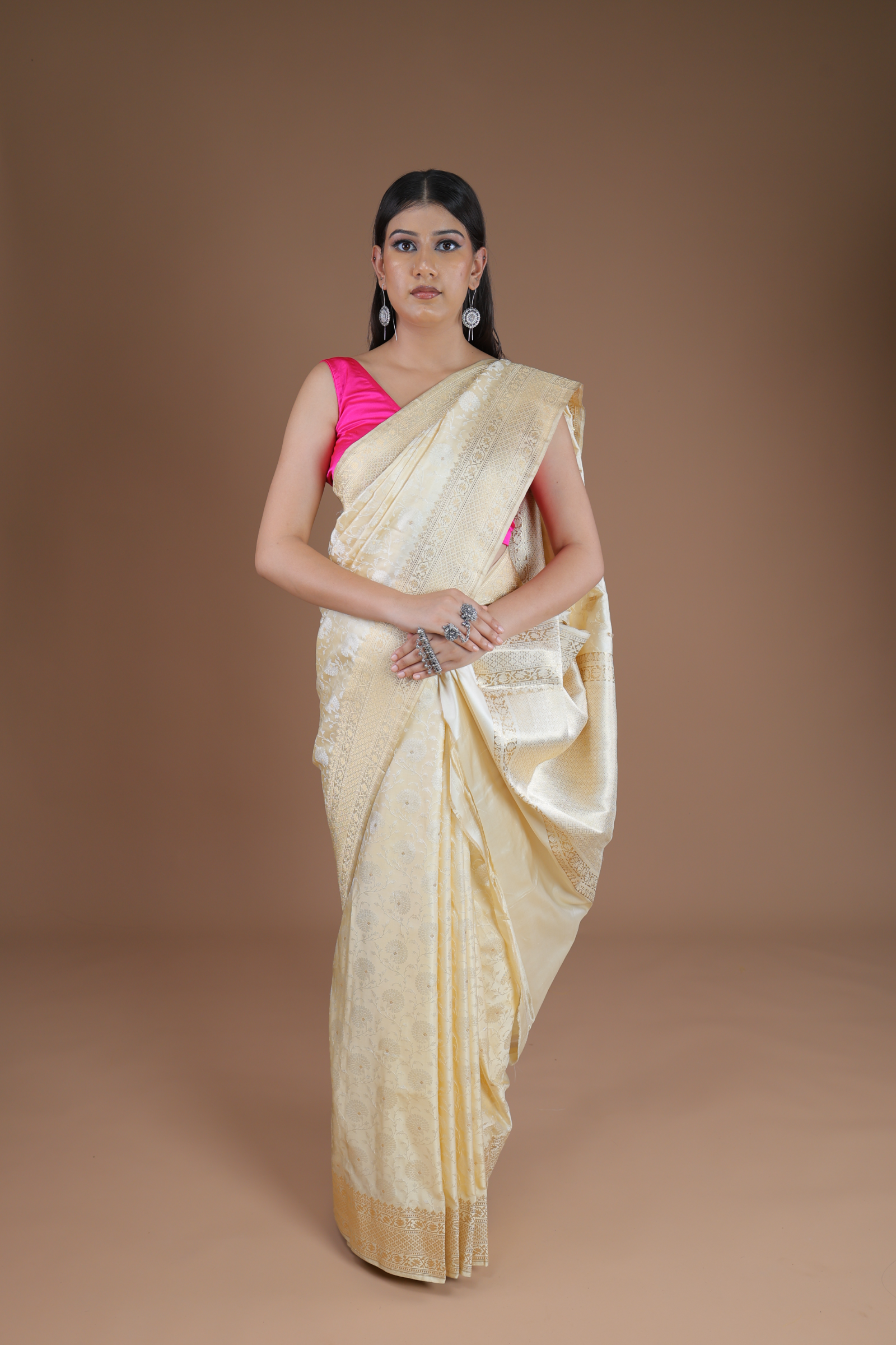 Banarasi Handwoven Kadwa Jaal Silk Sari