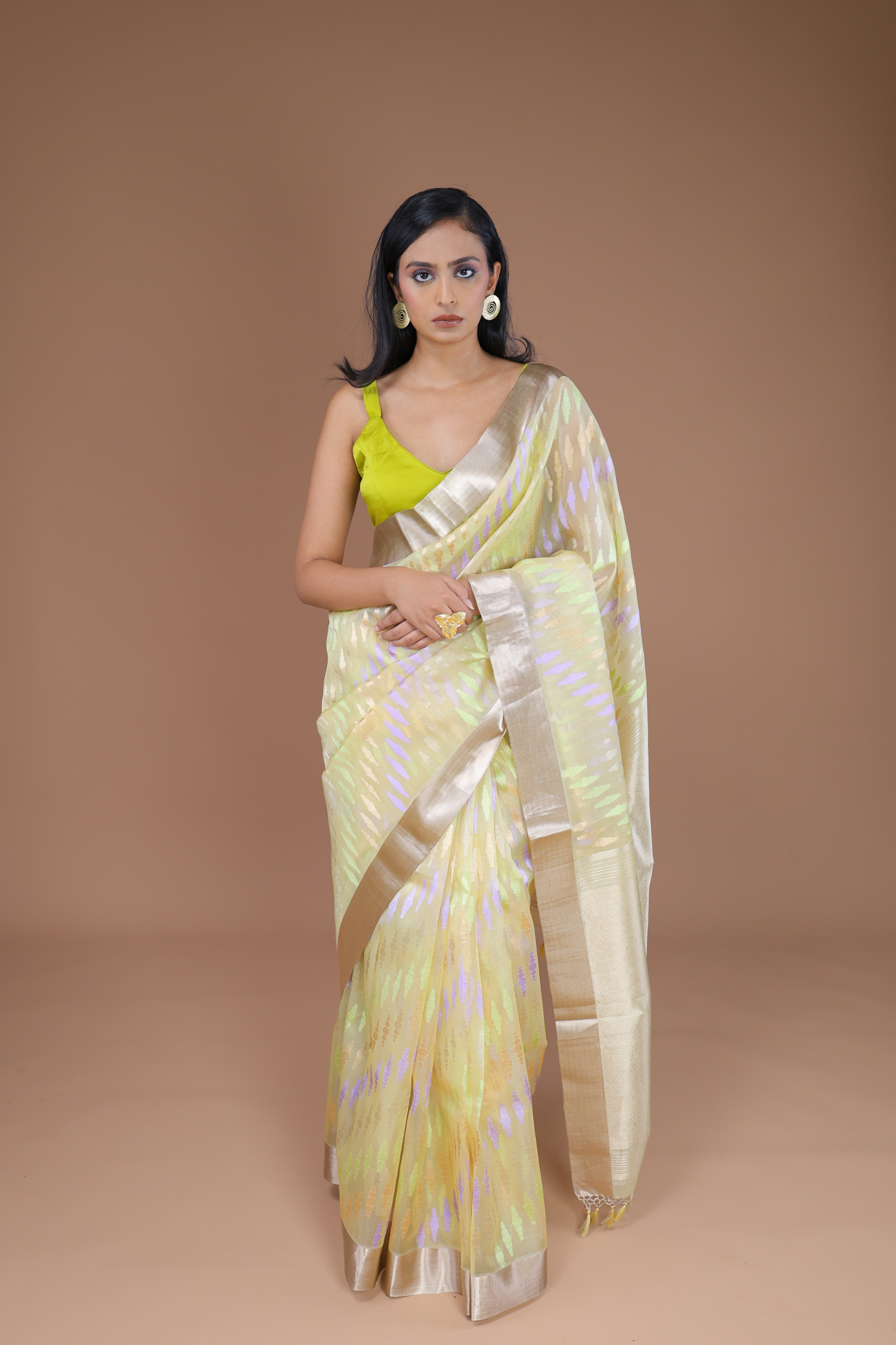Banarasi Handwoven Kadwa Weave Organza Sari