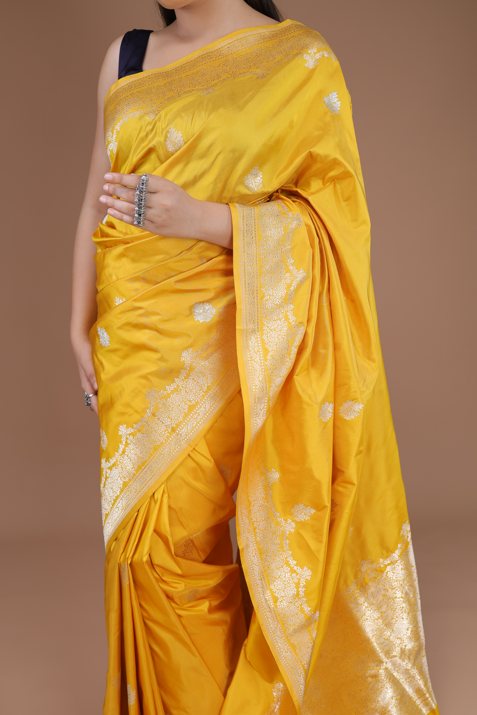 Banarasi Handwoven Yellow Silk Sari