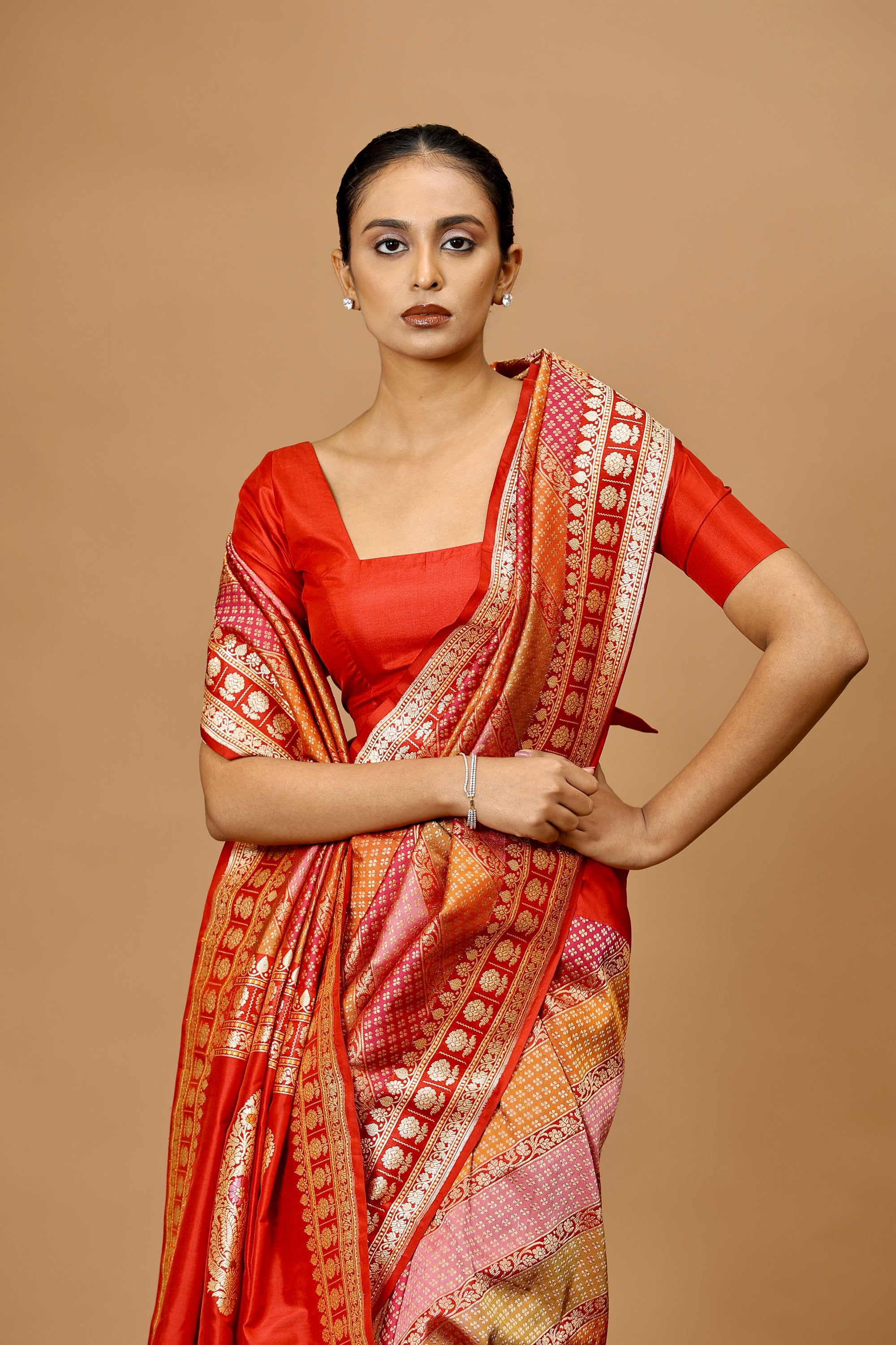 Banarasi Handwoven Muticoloured Kadhua Rangkat Silk Sari
