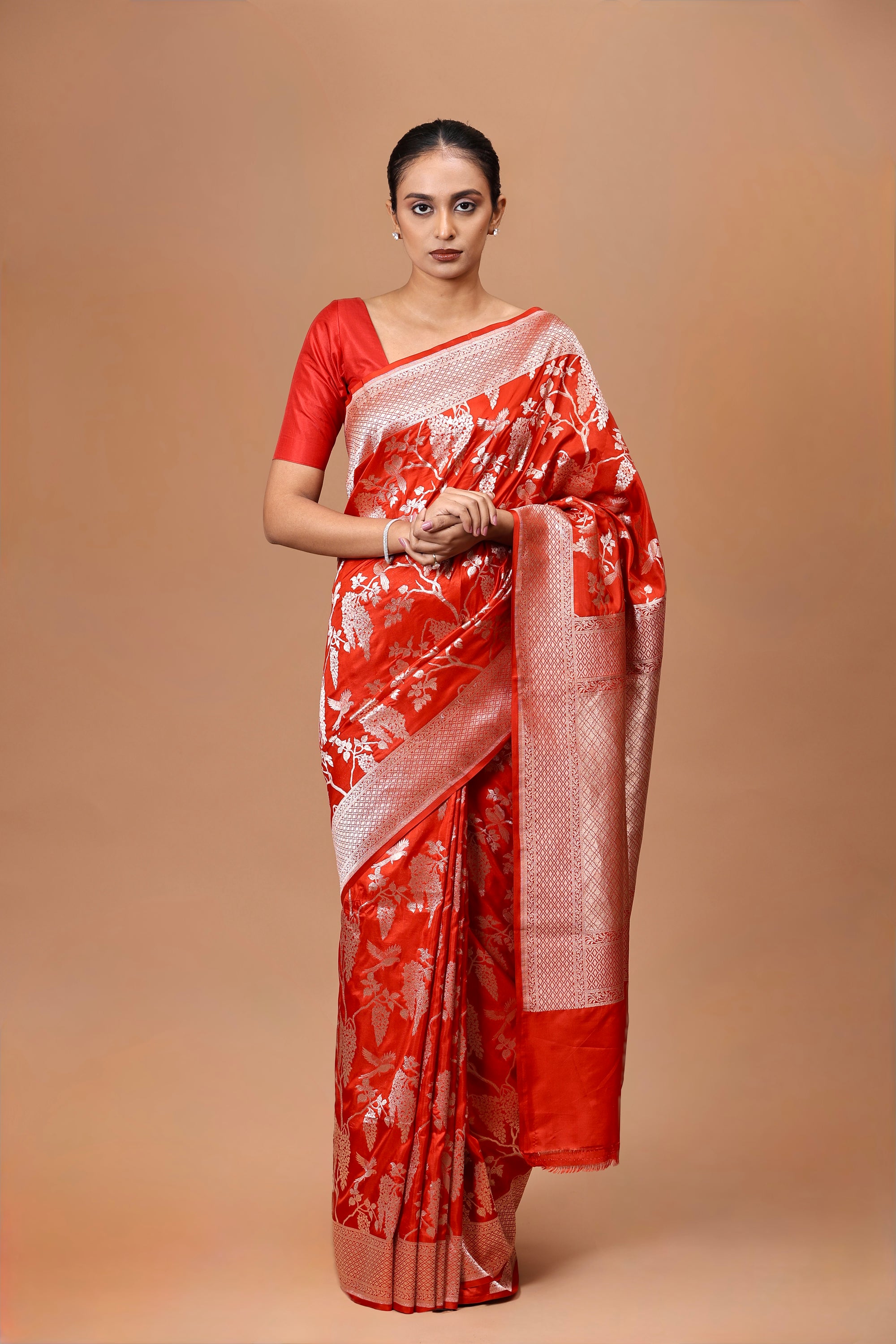 Banarasi Handwoven Red Silk Sari