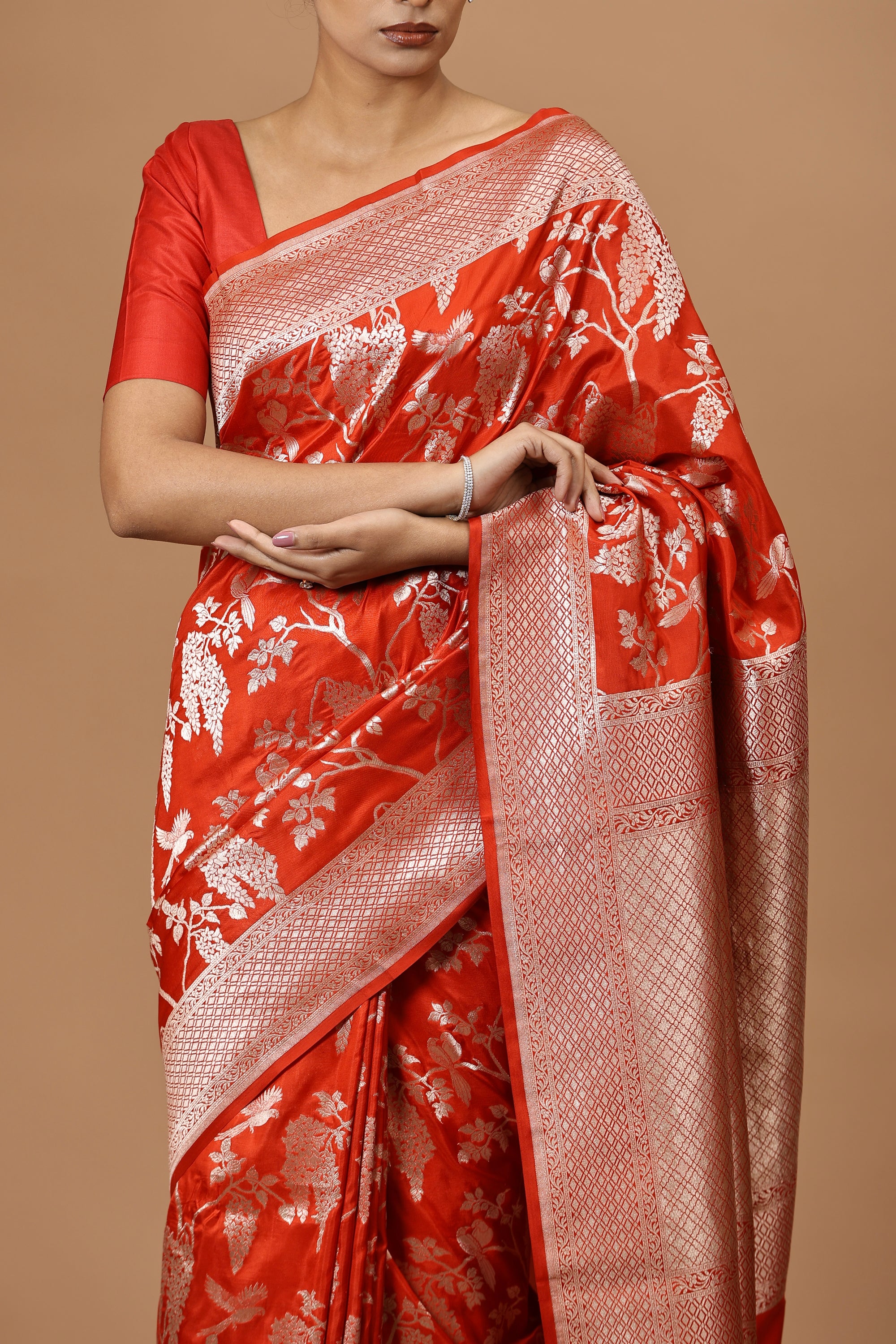 Banarasi Handwoven Red Silk Sari