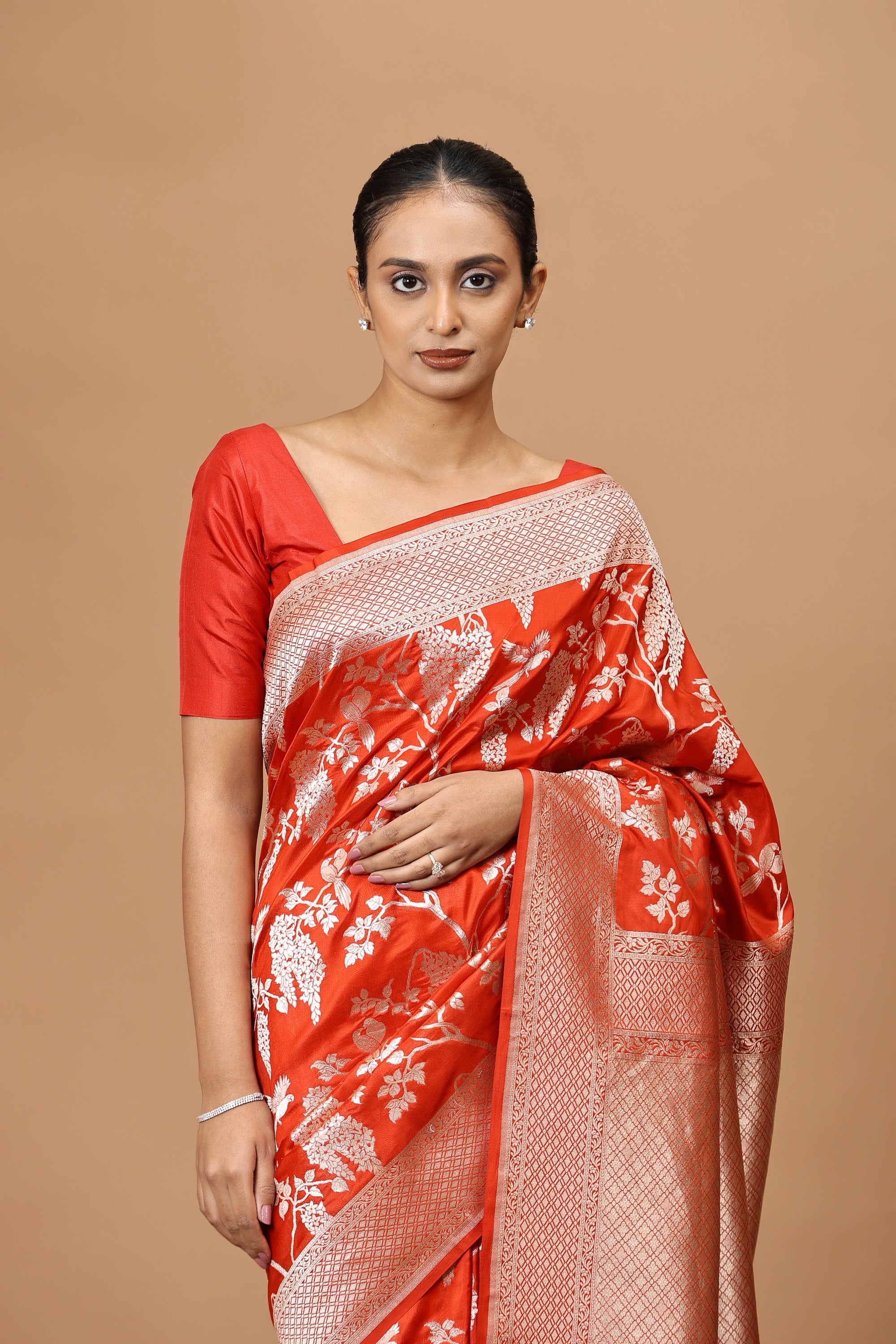 Banarasi Handwoven Red Silk Sari