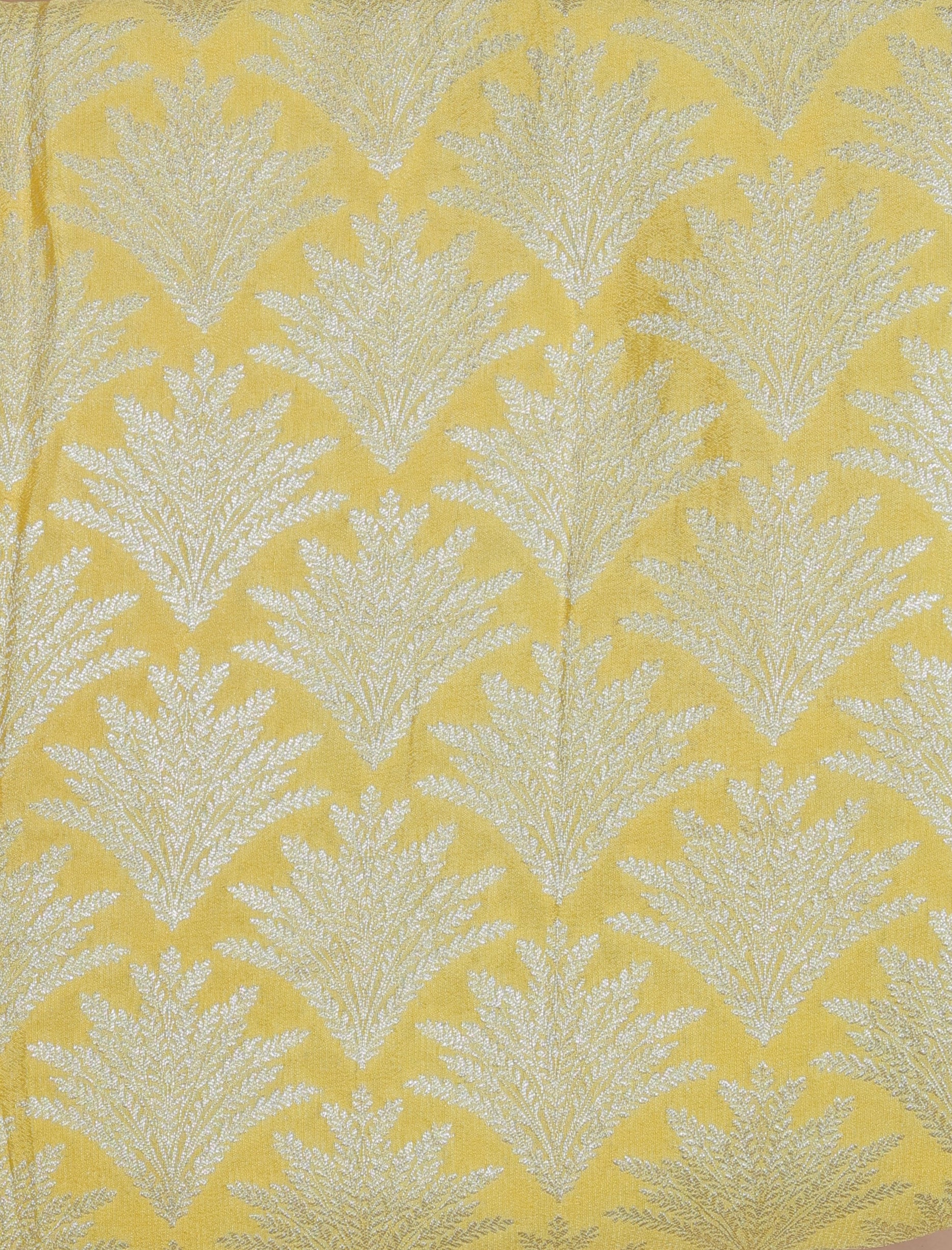 Banarasi Yellow Handwoven Khaddi Georgette Sari