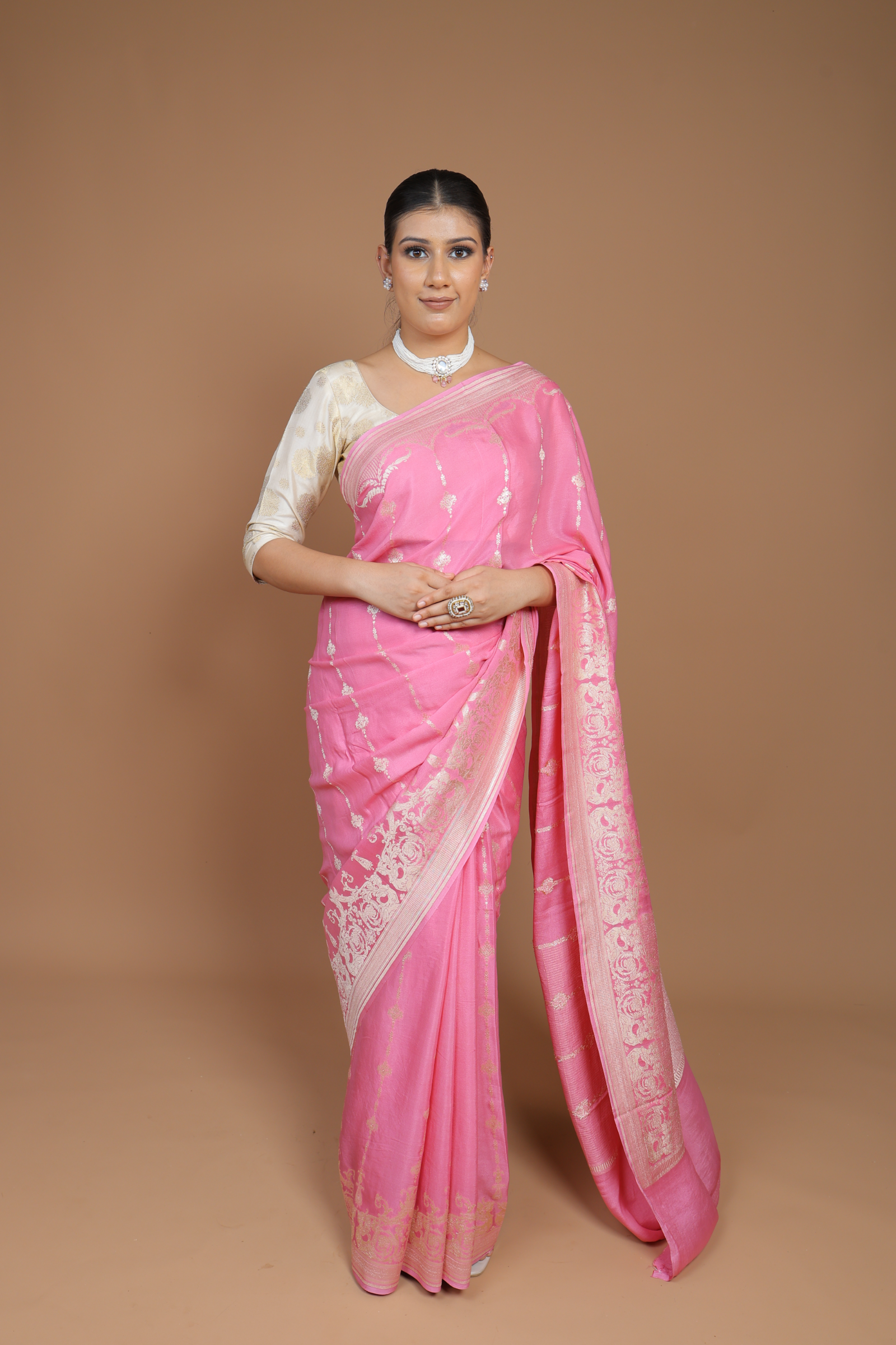 Banarasi Handwoven Crepe Georgette Sari