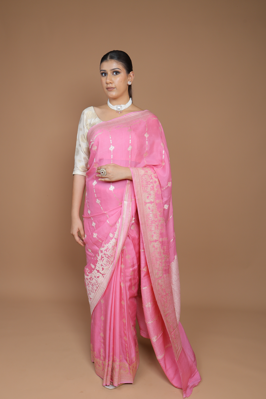Banarasi Handwoven Crepe Georgette Sari