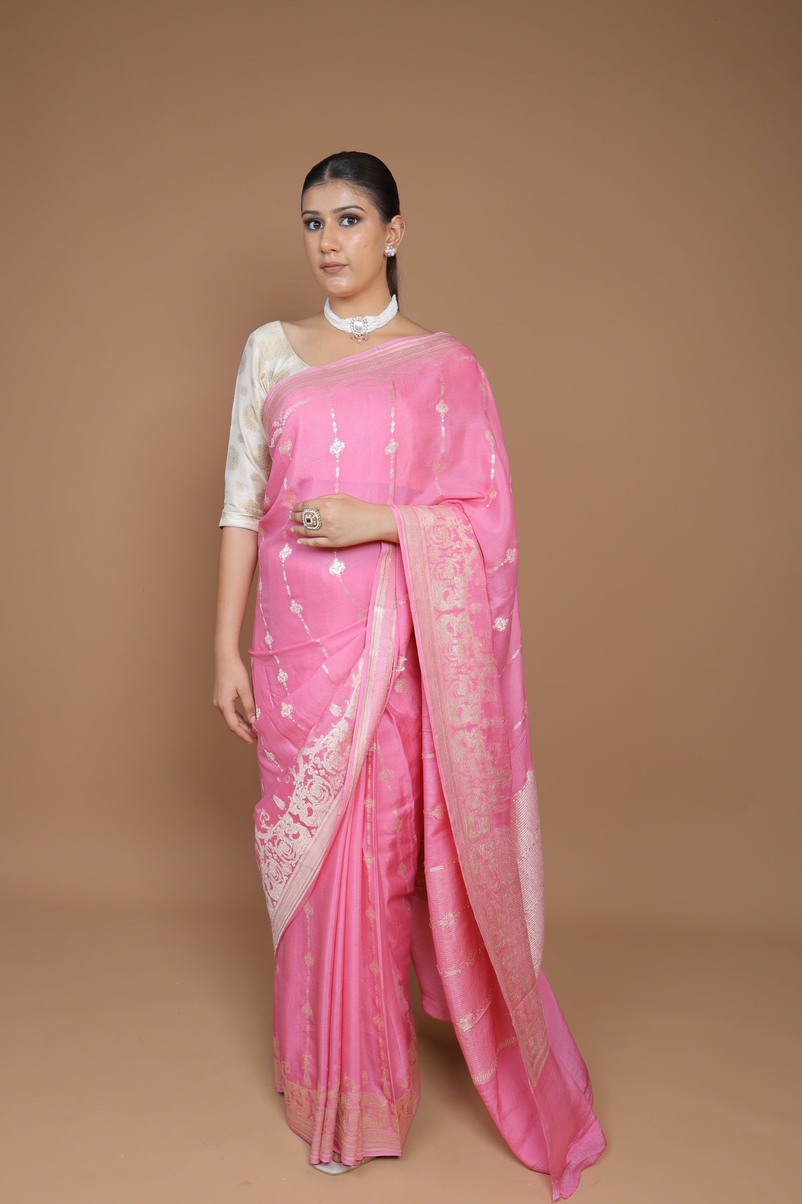Banarasi Handwoven Crepe Georgette Sari