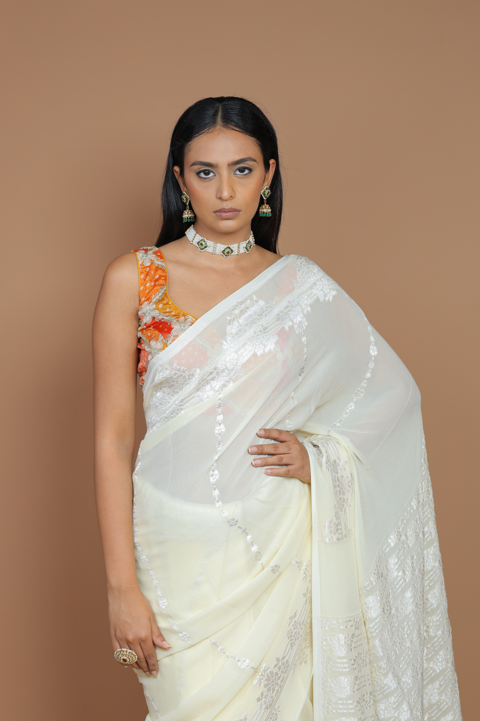 Banarasi Handwoven Crepe Georgette Sari