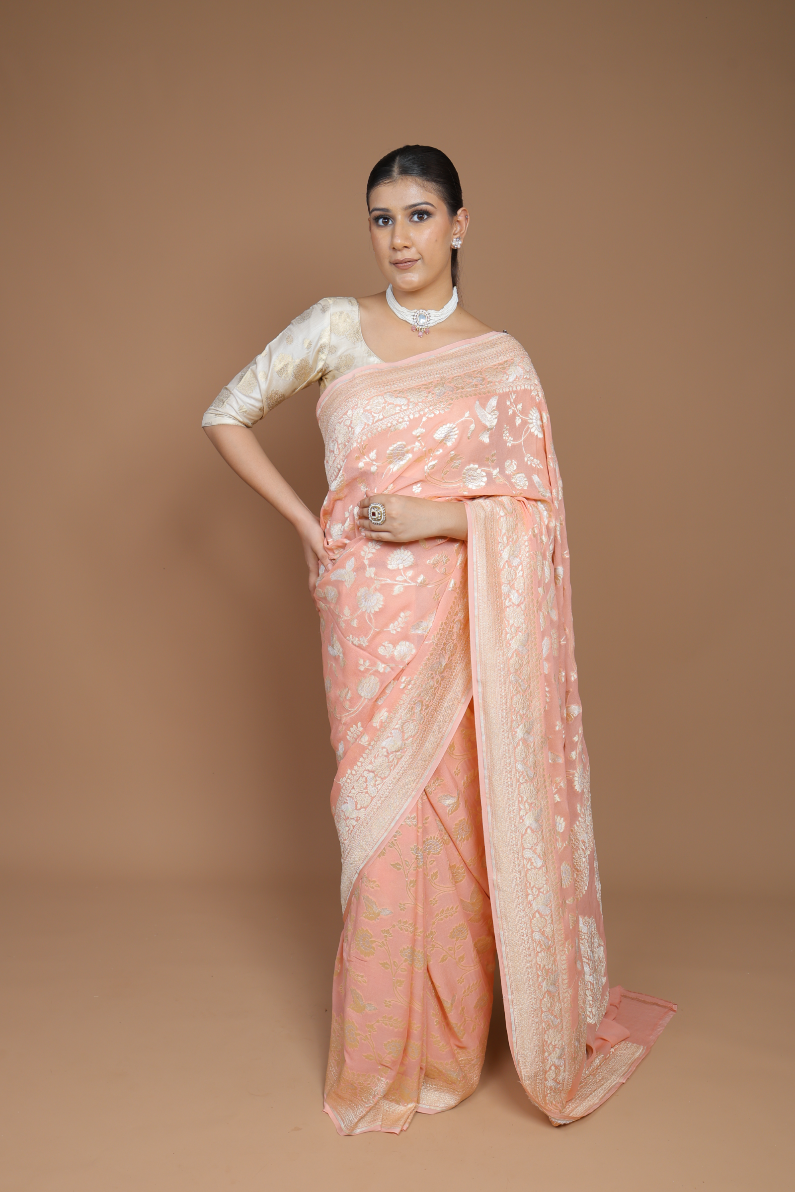 Banarasi Handwoven Khaddi Georgette Sari