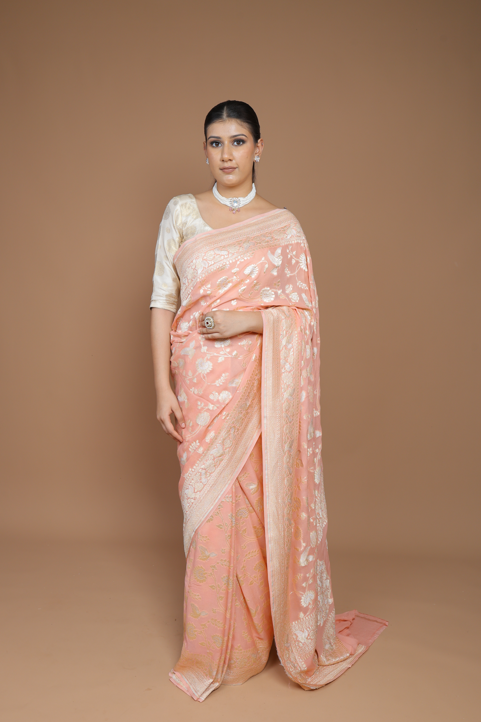 Banarasi Handwoven Khaddi Georgette Sari