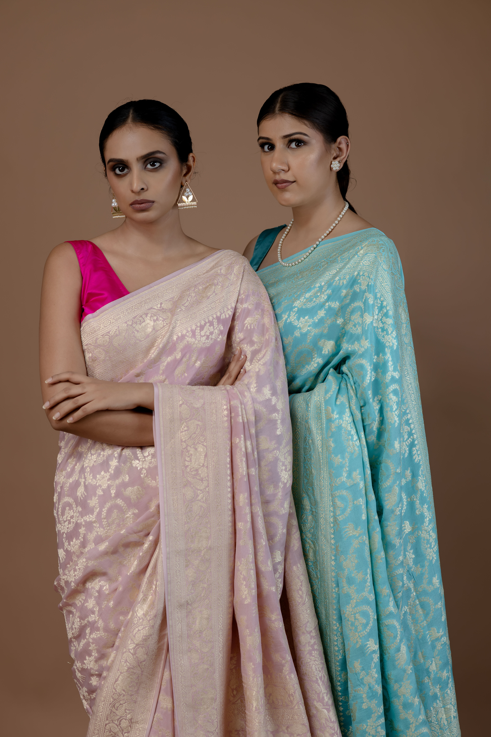 Banarasi Handwoven Crepe Georgette Shikargah Sari