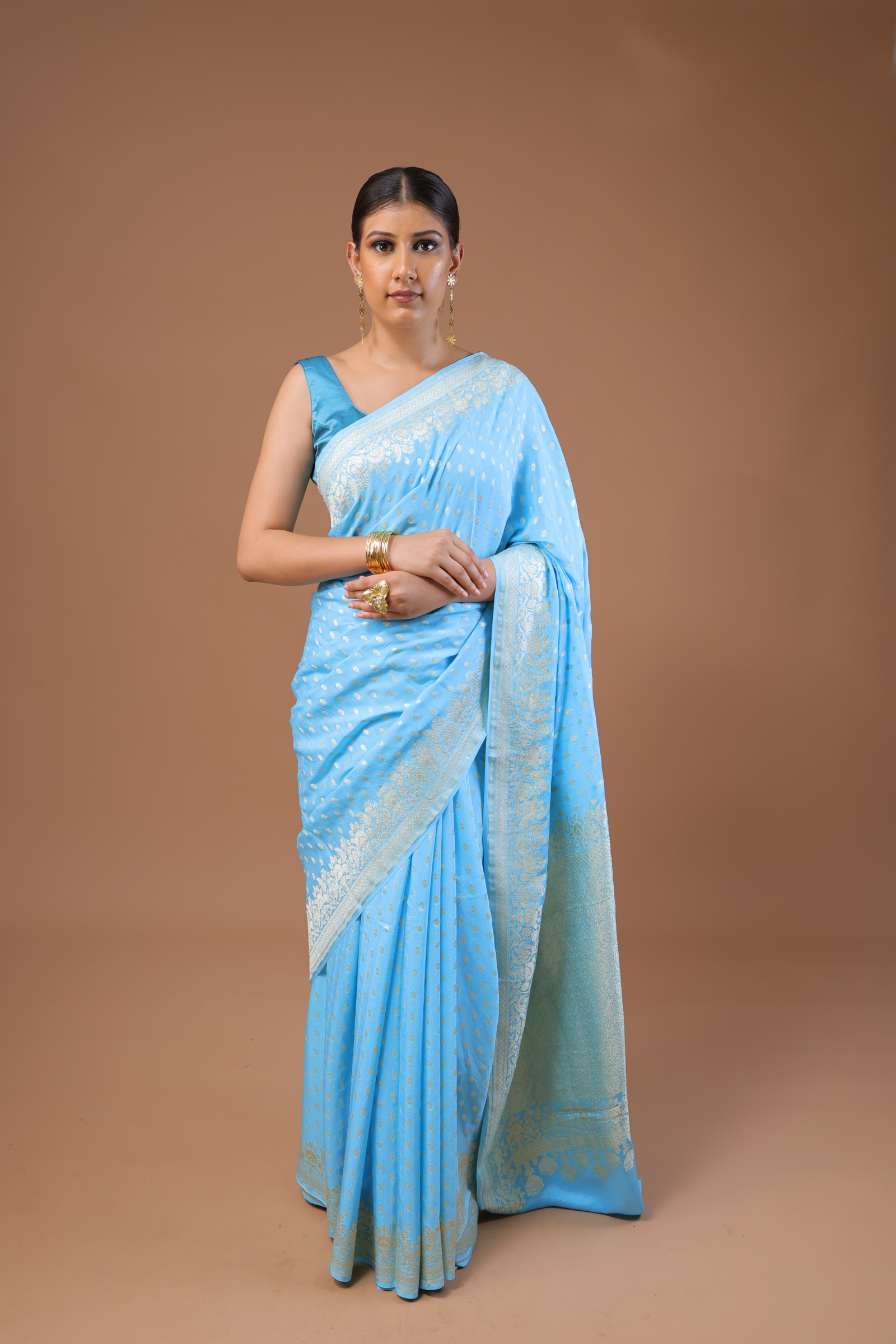 Banarasi Handwoven Crepe Georgette Sari