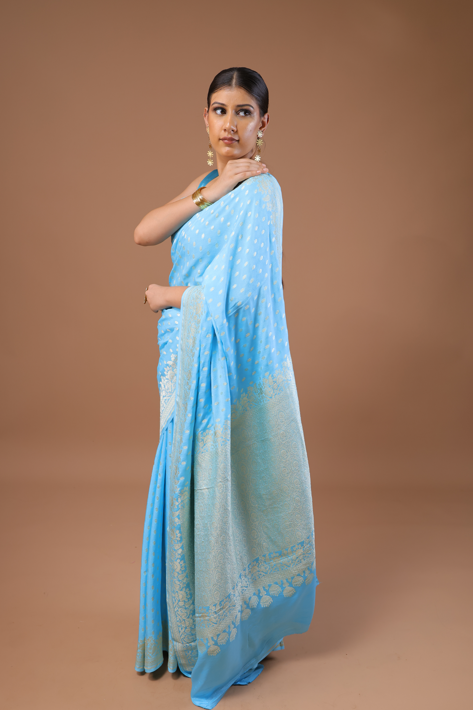 Banarasi Handwoven Crepe Georgette Sari