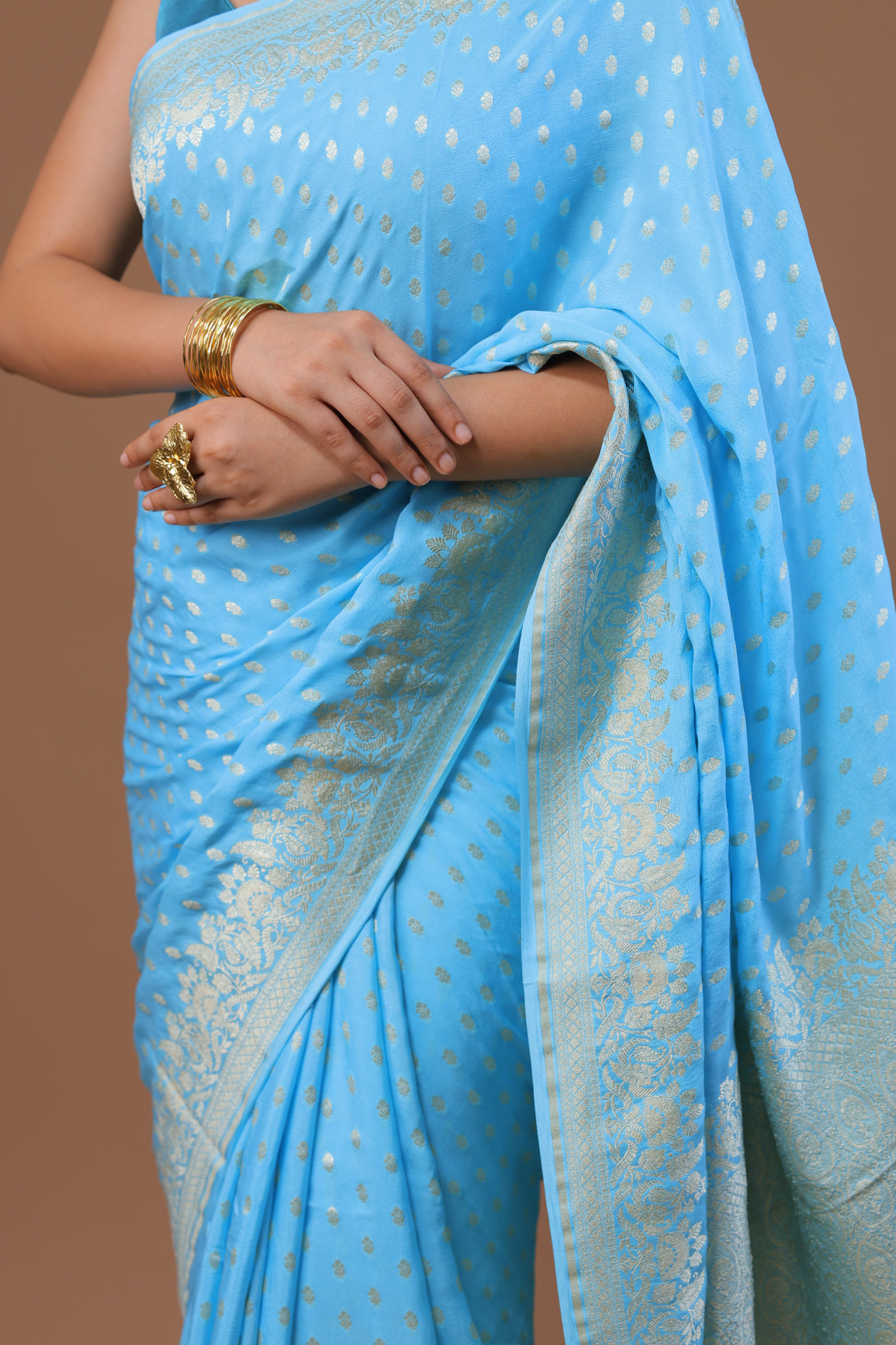Banarasi Handwoven Crepe Georgette Sari
