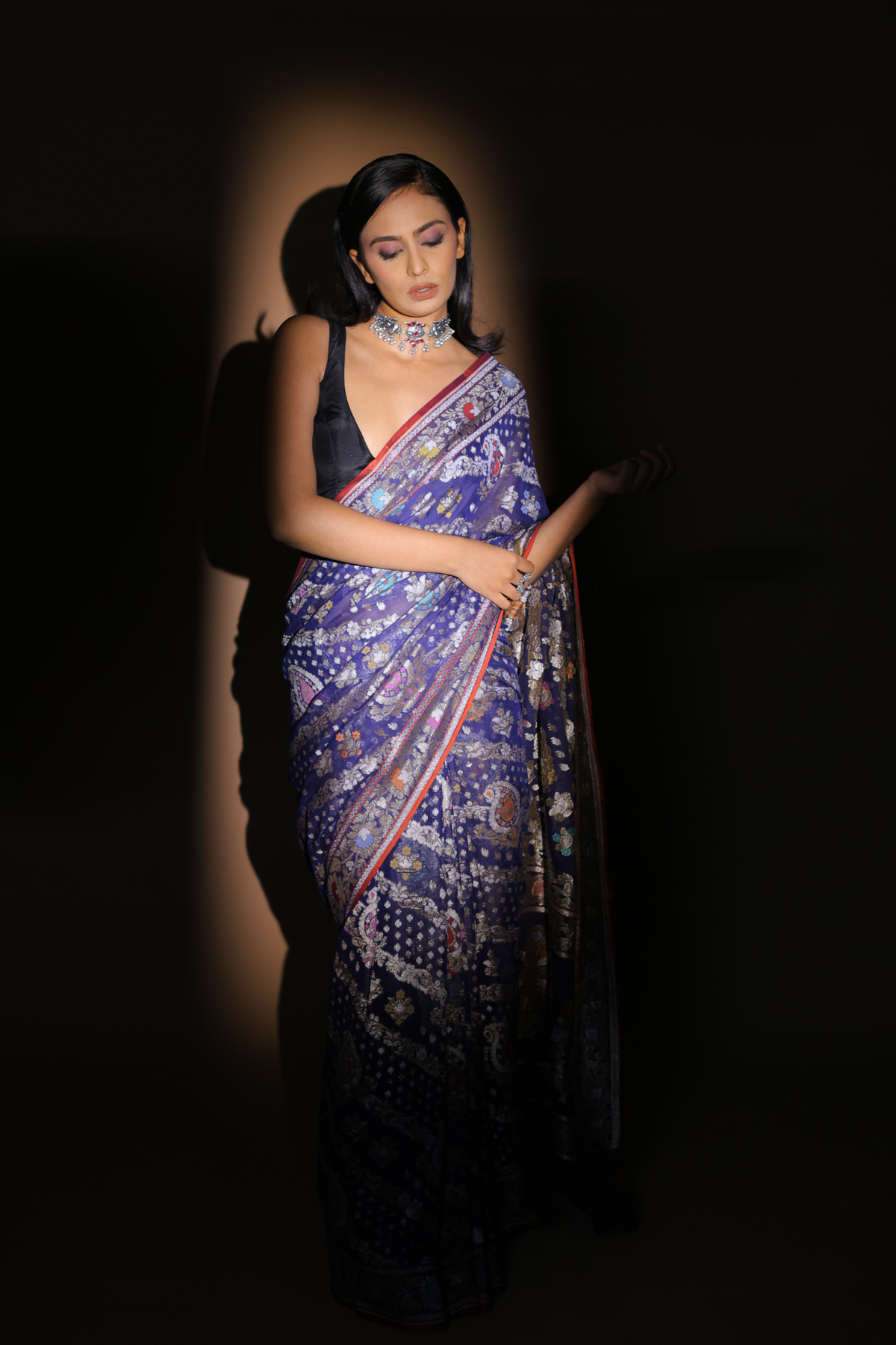Banarasi Handwoven Cotton Jamdani, Neelambari Sari