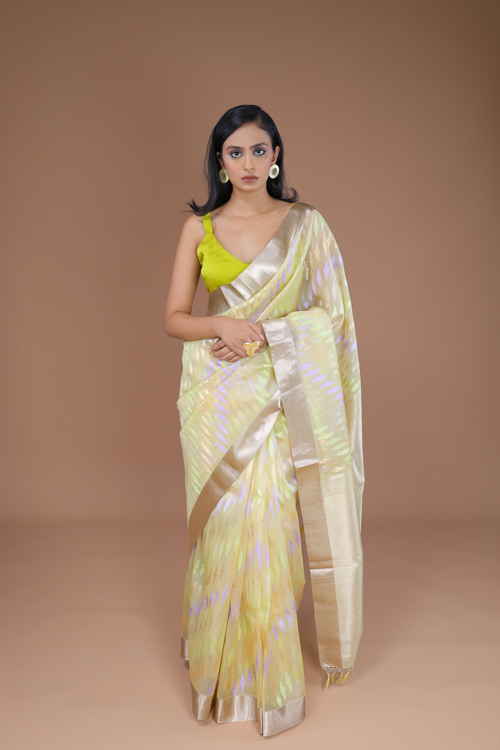 Banarasi Handwoven Kadwa Weave Organza Sari
