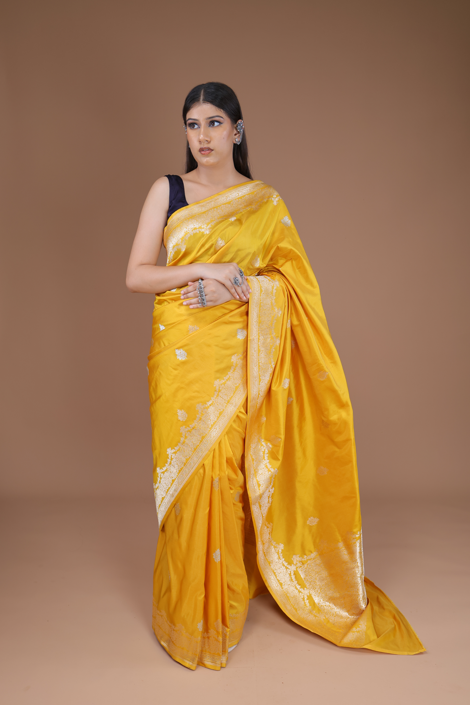 Banarasi Handwoven Yellow Silk Sari