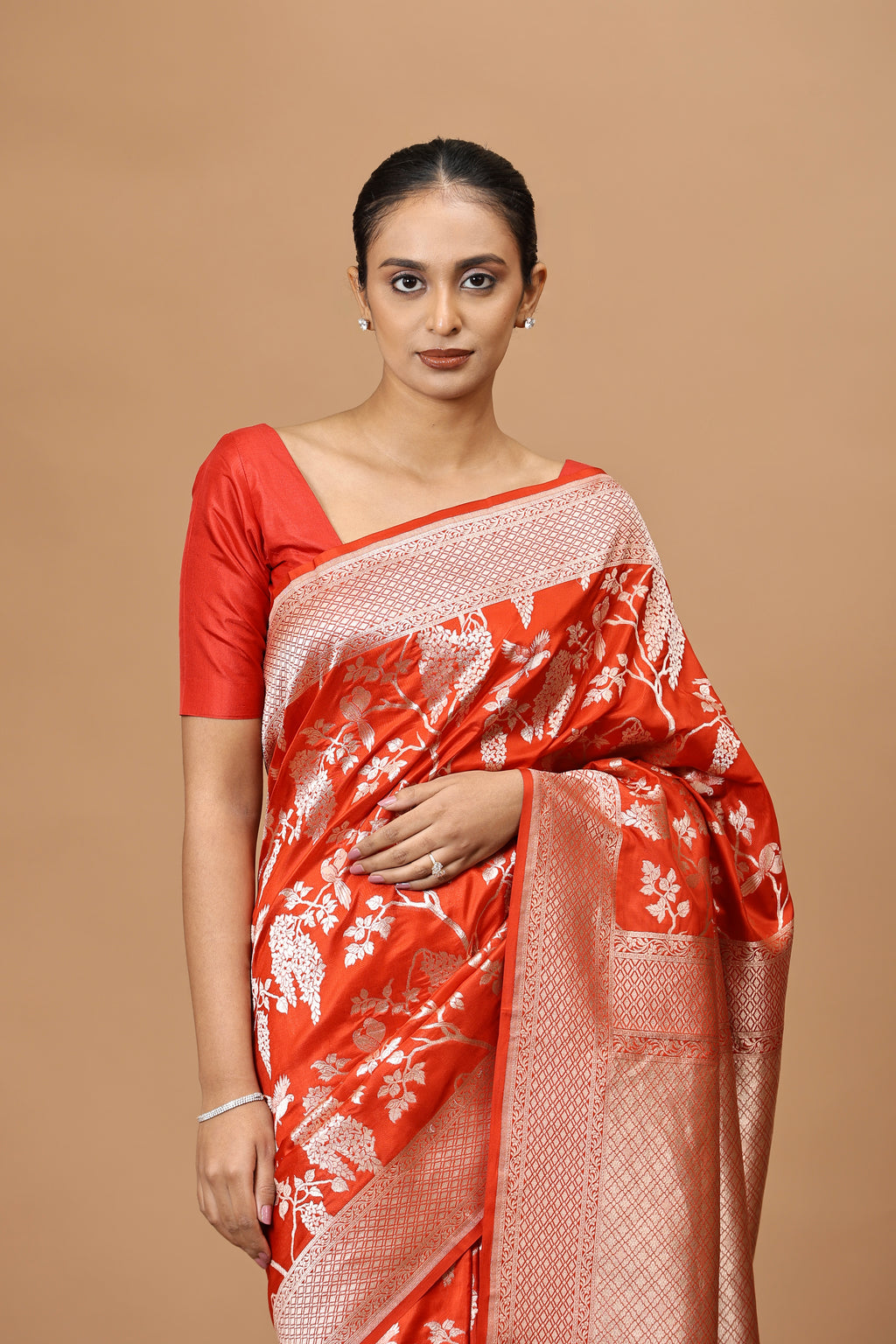 Banarasi Handwoven Red Silk Sari