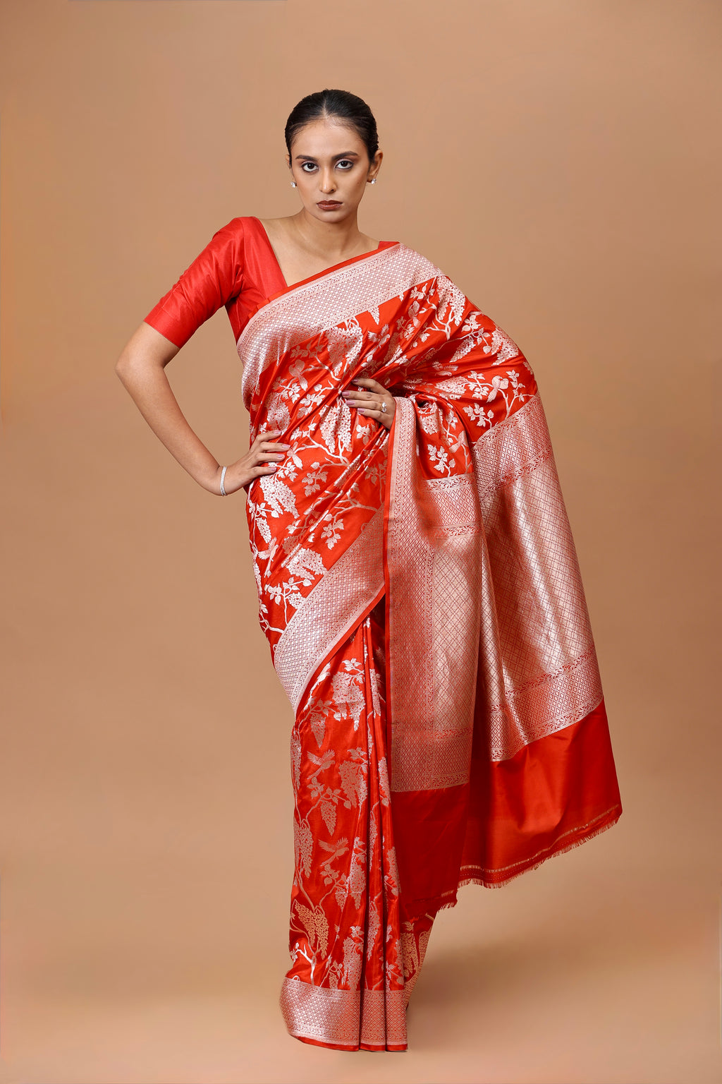 Banarasi Handwoven Red Silk Sari