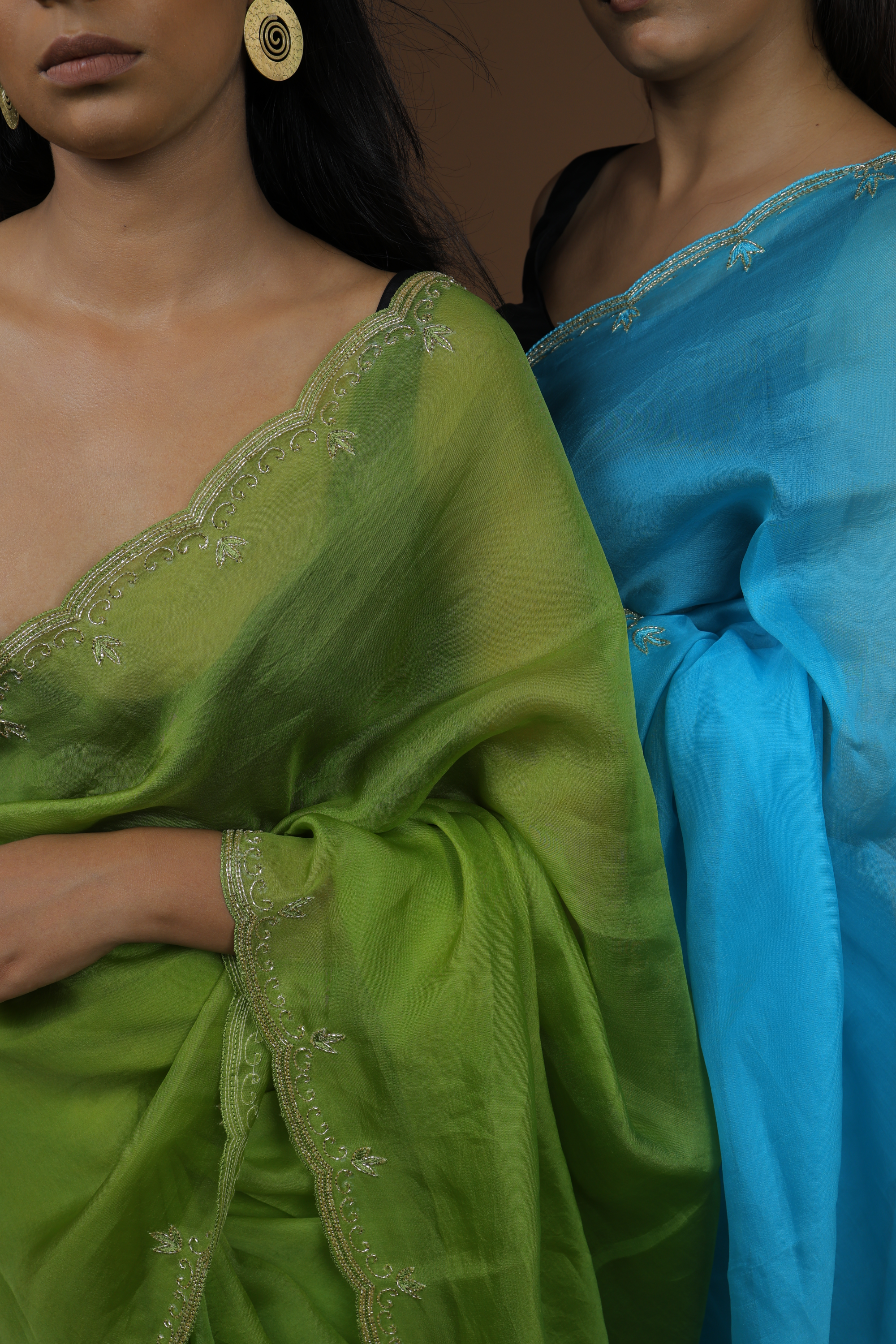Handwoven Organza Sari with Hand Embroidery