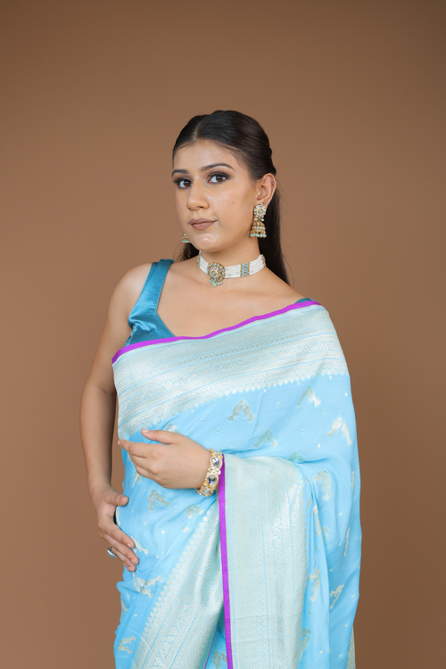 Banarasi Handwoven Crepe Georgette Sari