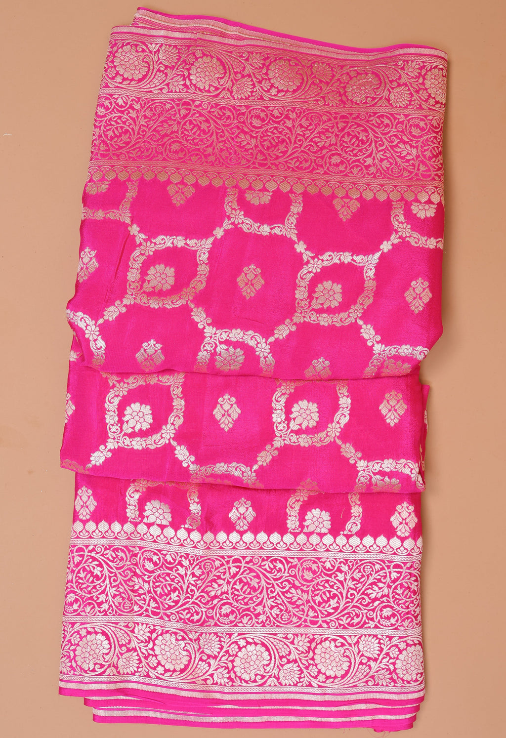 Banarasi Handwoven Crepe Georgette Sari With Contrast Border