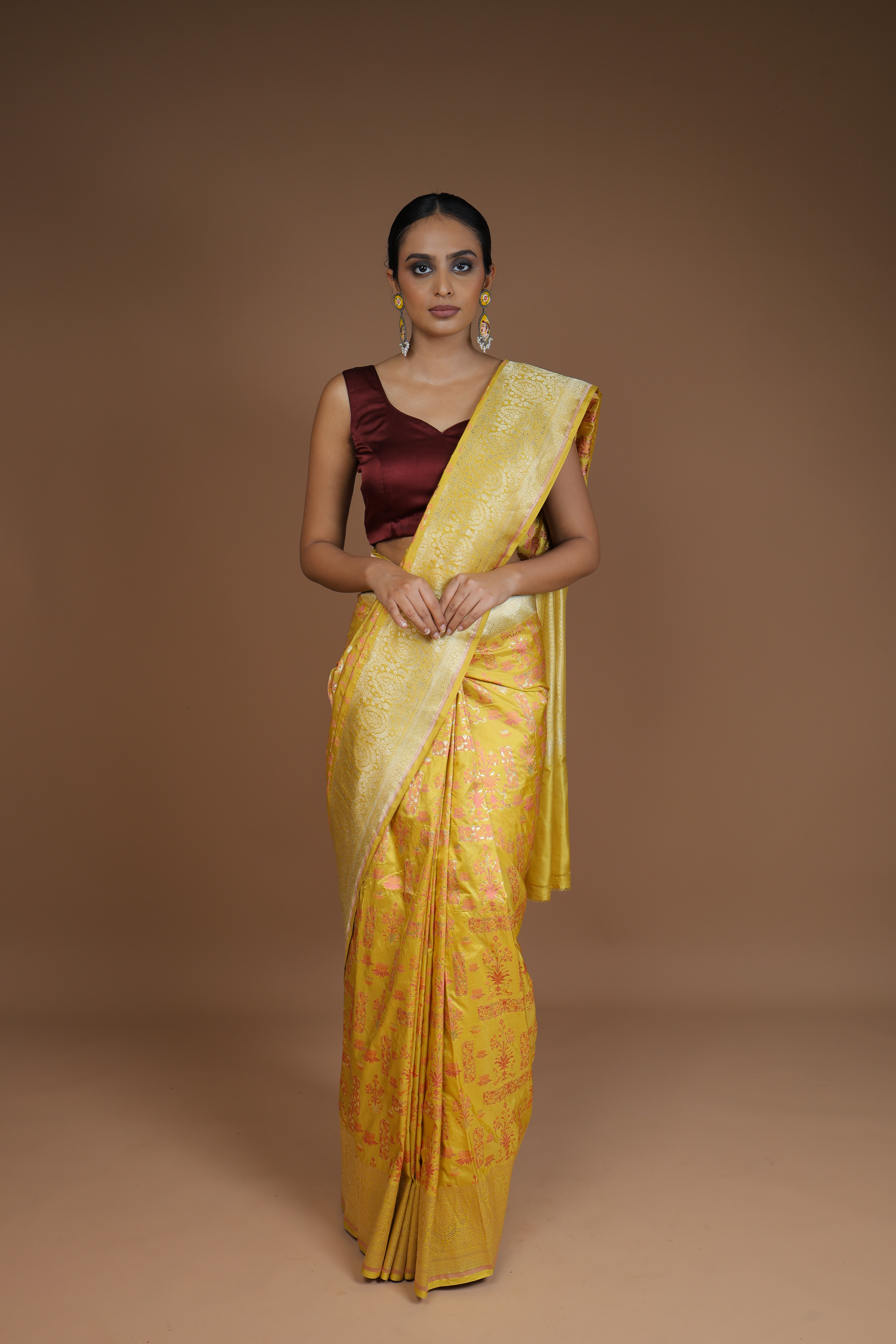 Banarasi Handwoven Silk Sari With Meenakari