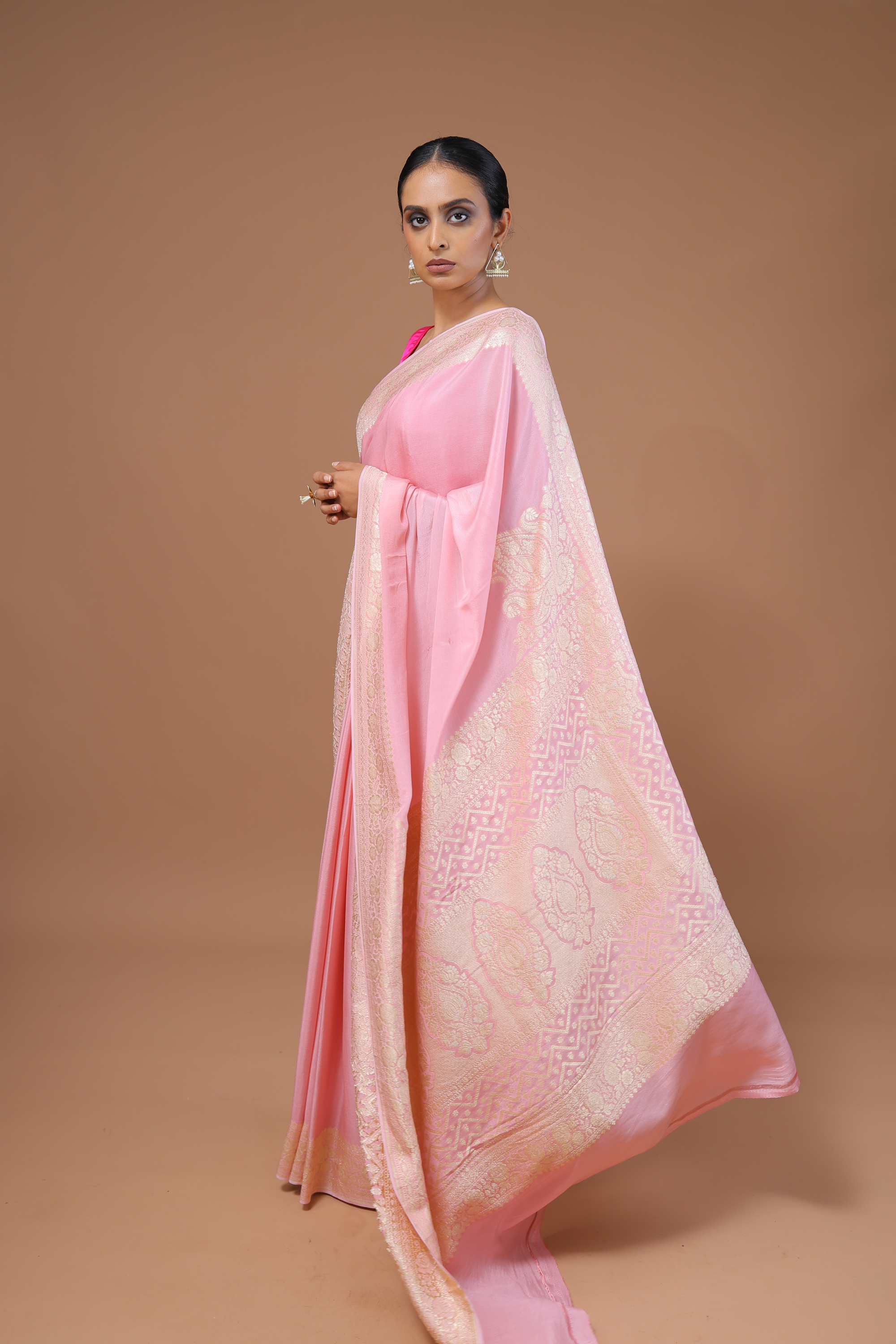 Banarasi Handwoven Crepe Georgette Sari