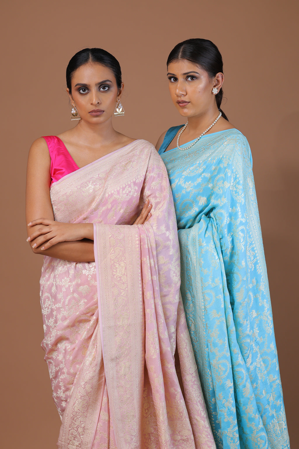 Banarasi Handwoven Crepe Georgette Shikargah Sari