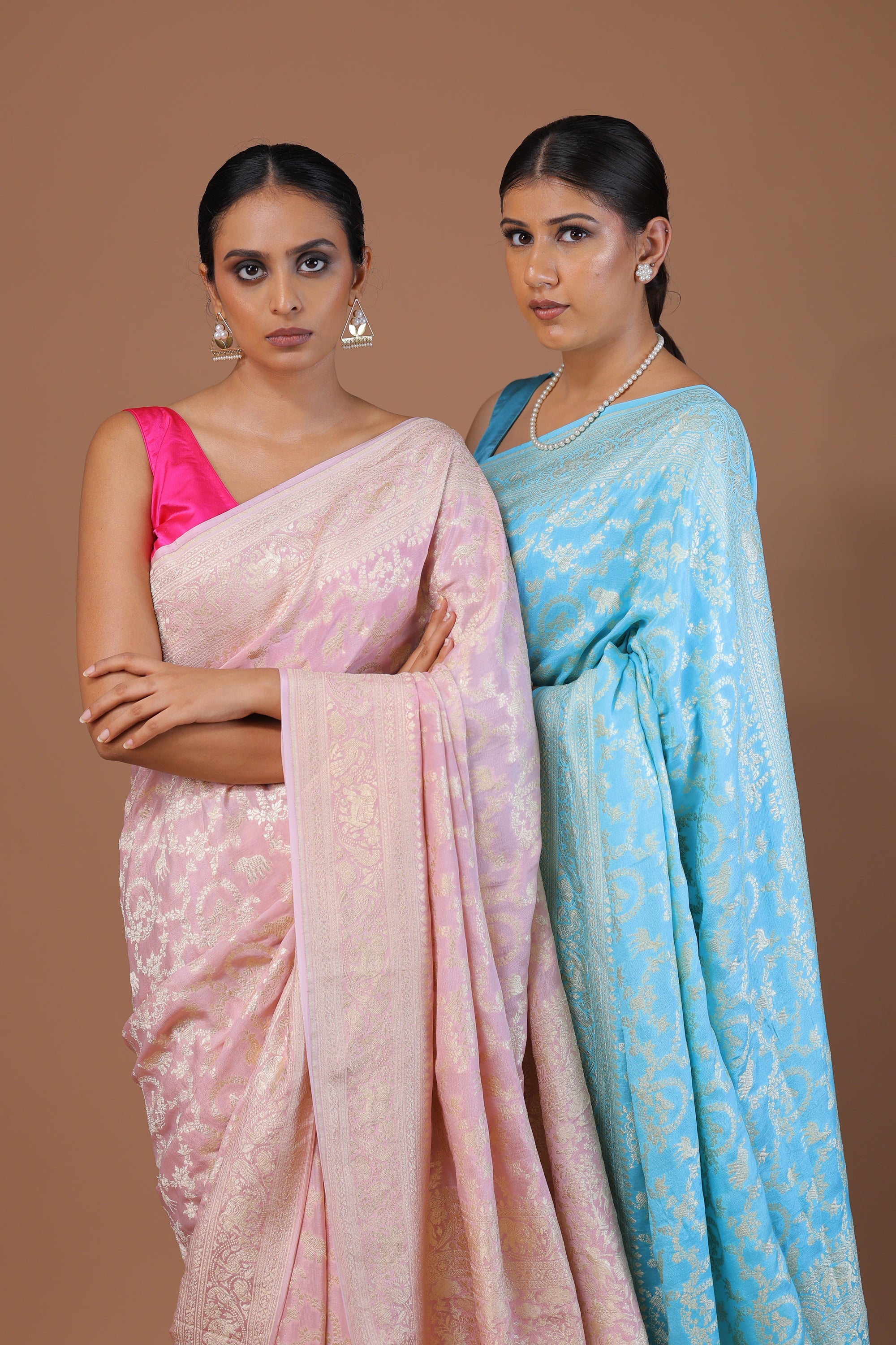 Banarasi Handwoven Crepe Georgette Shikargah Sari