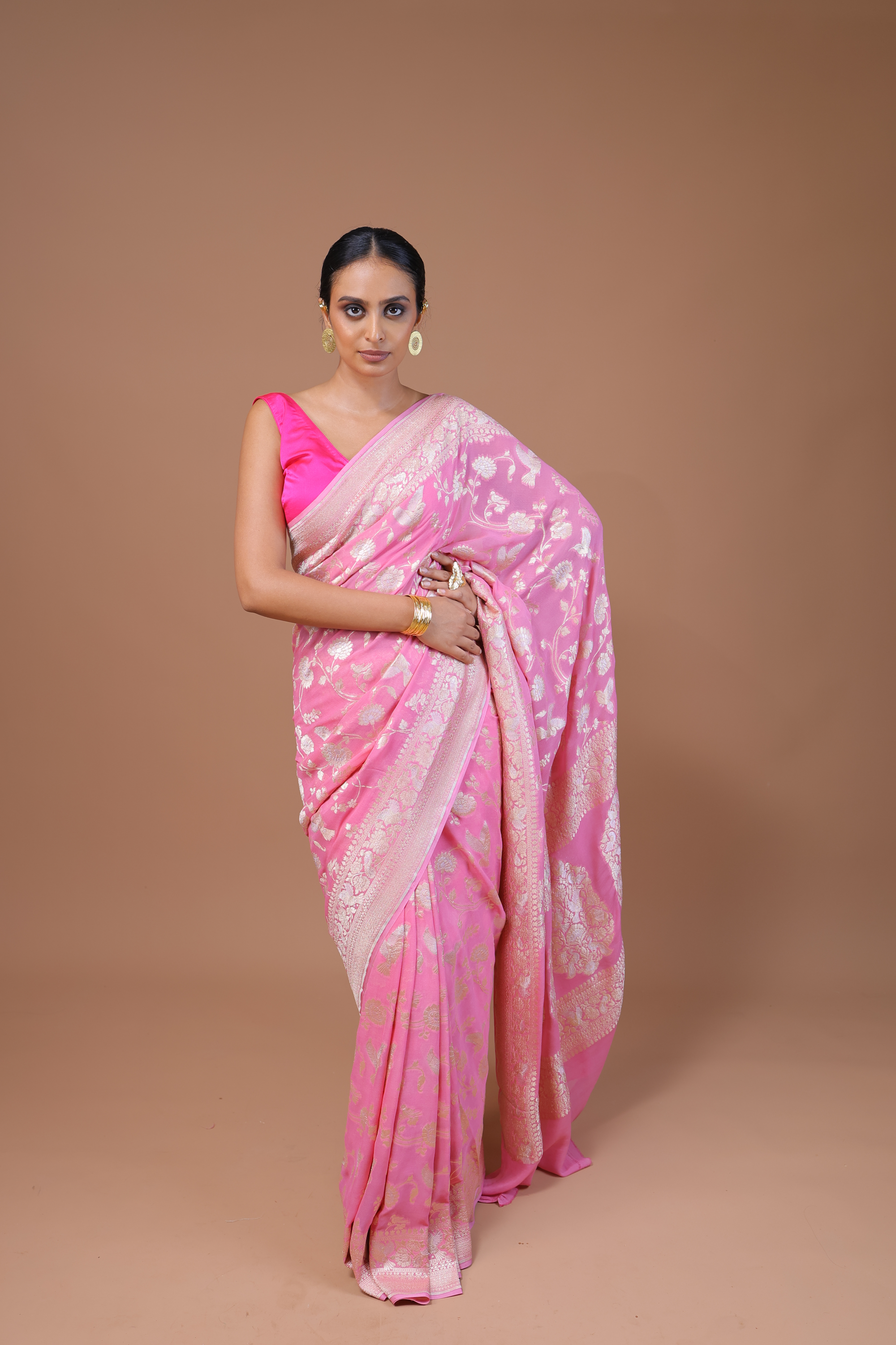 Banarasi Handwoven Khaddi Georgette Jaal Sari
