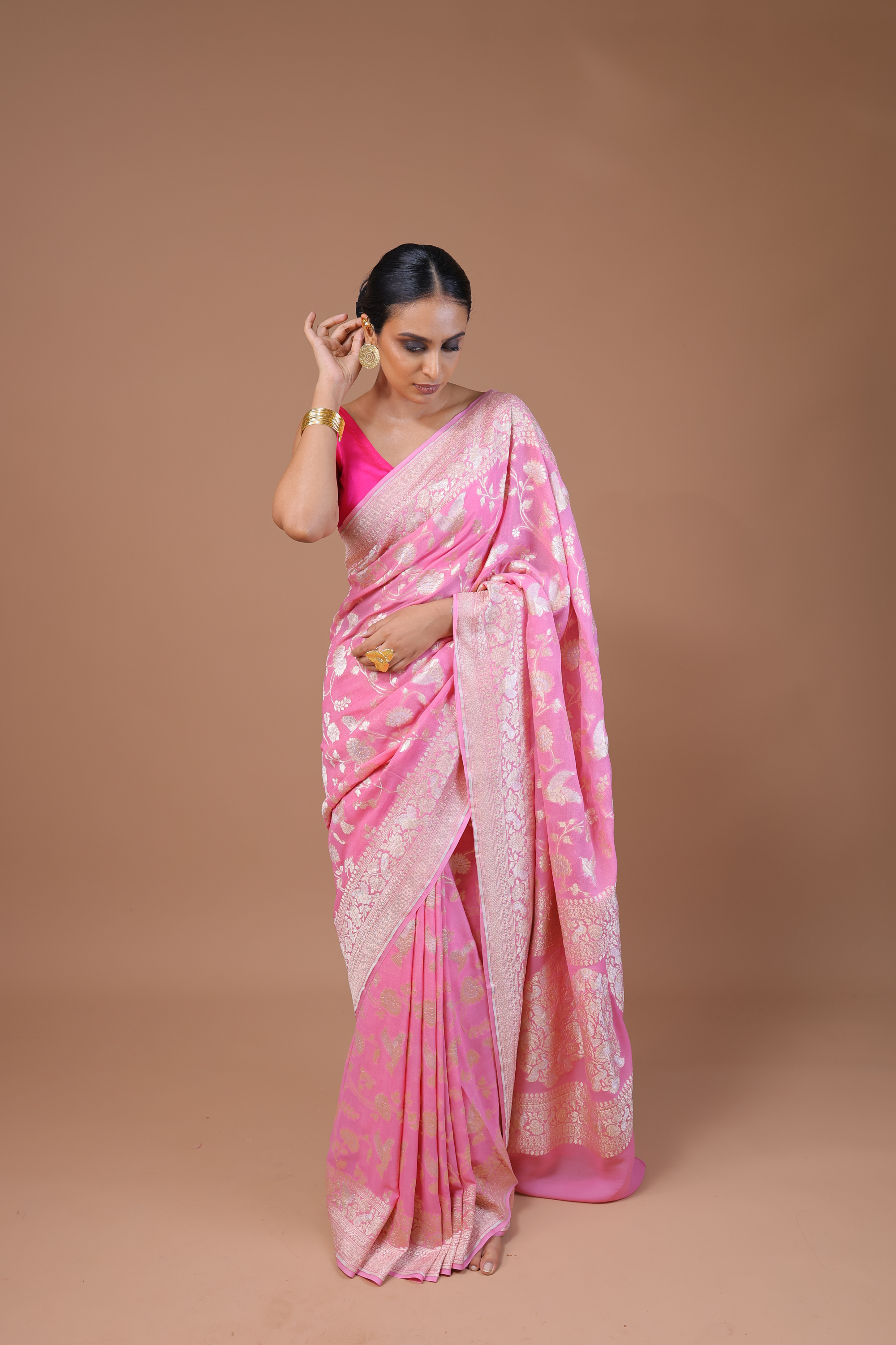 Banarasi Handwoven Khaddi Georgette Jaal Sari