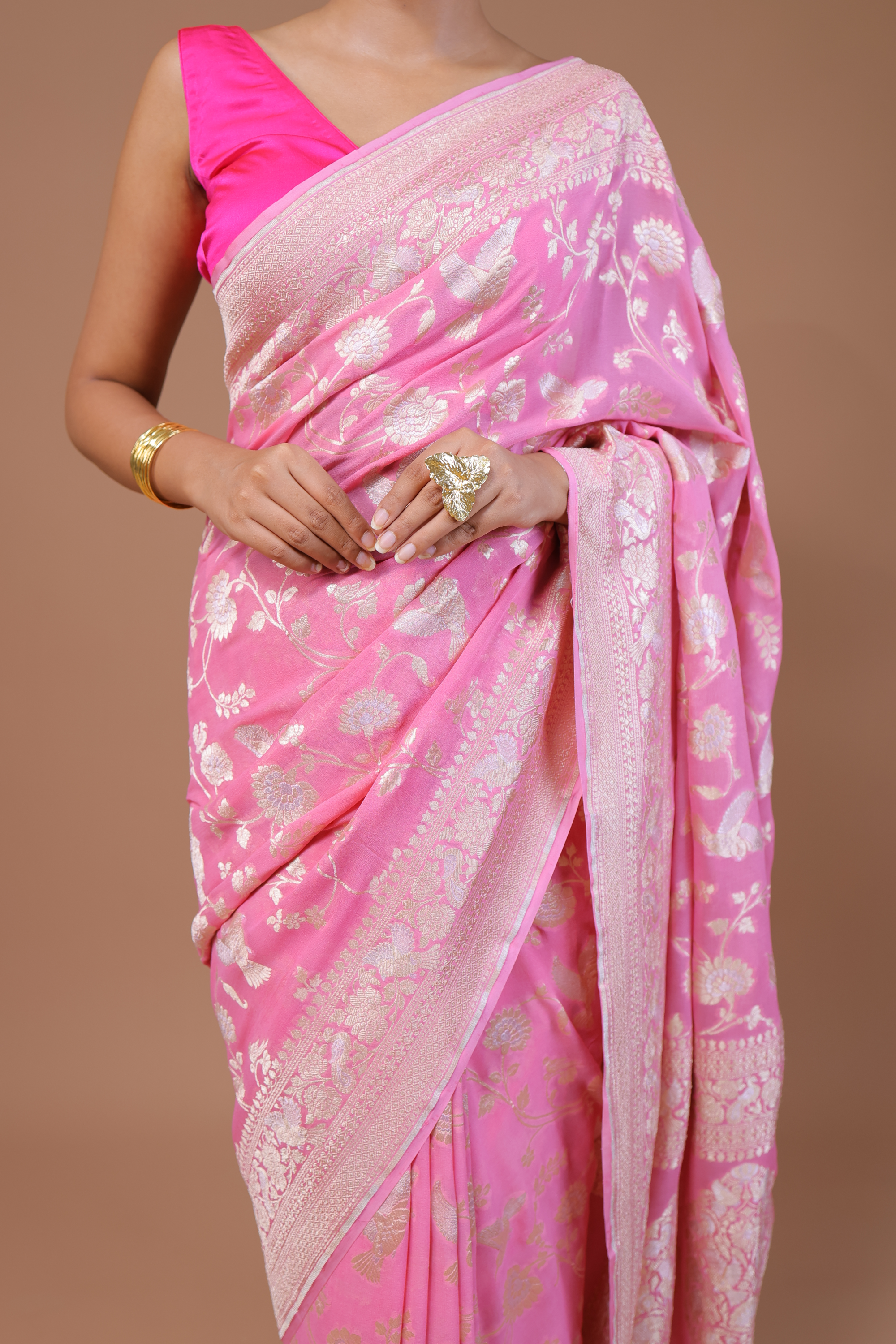 Banarasi Handwoven Khaddi Georgette Jaal Sari