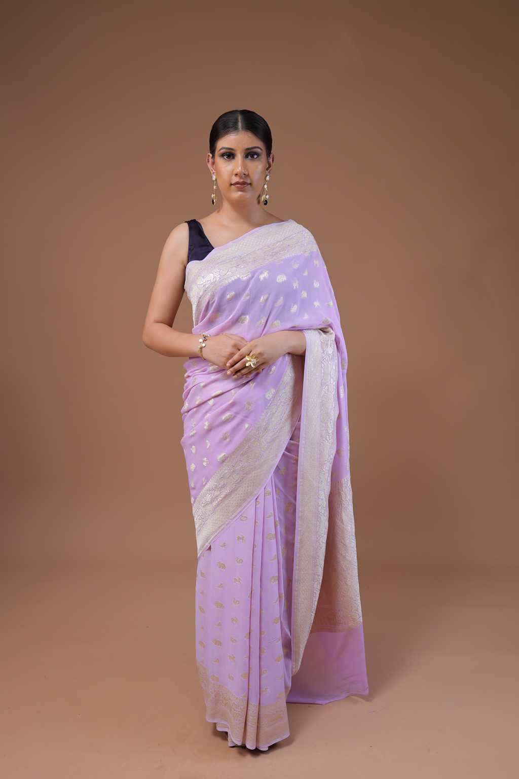 Banarasi Handwoven Khaddi Georgette Sikargah Sari