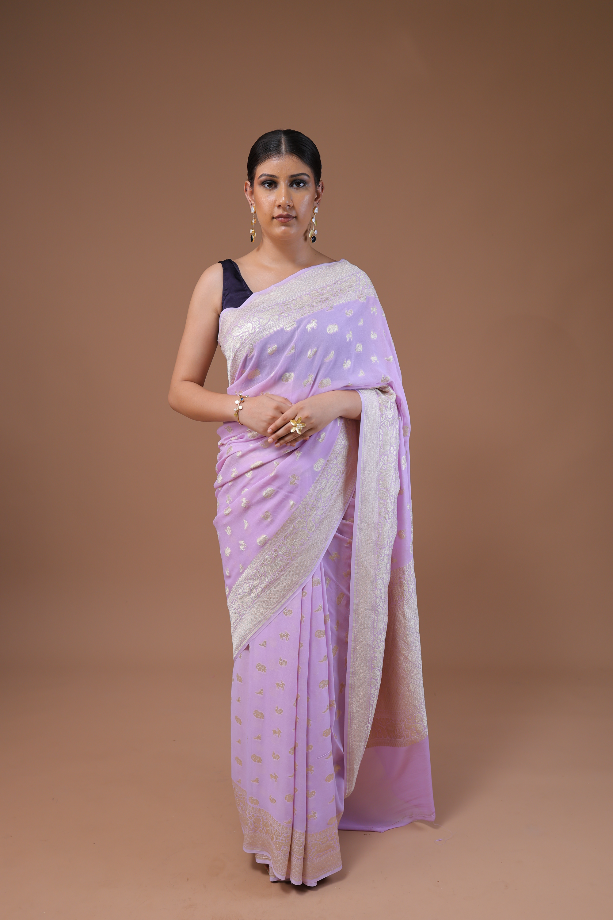 Banarasi Handwoven Khaddi Georgette Sikargah Sari