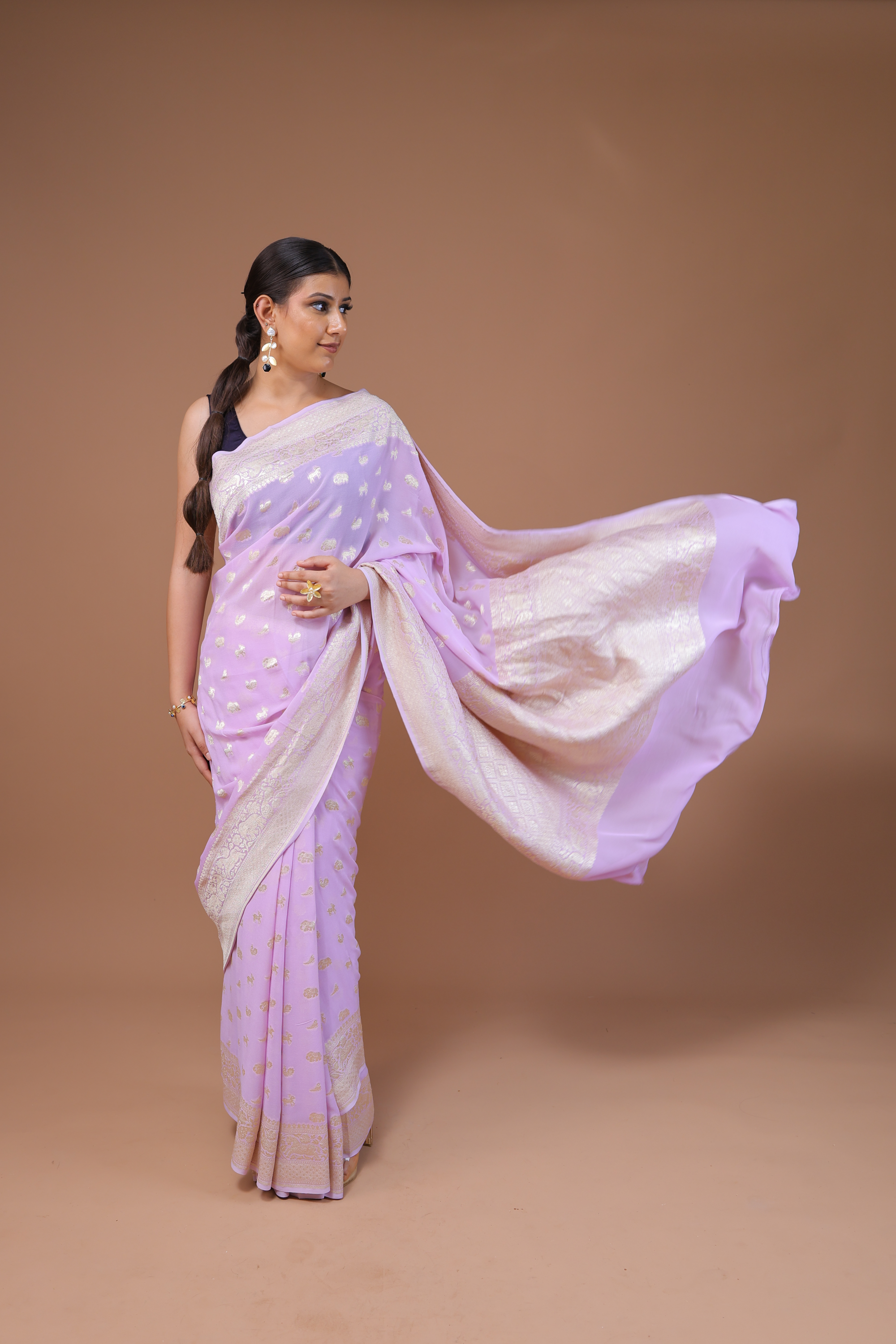 Banarasi Handwoven Khaddi Georgette Sikargah Sari