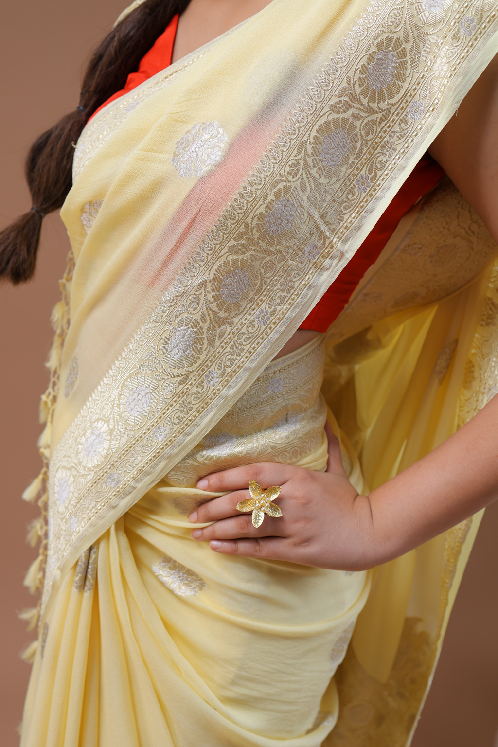 Banarasi Handwoven Khaddi Georgette Sari