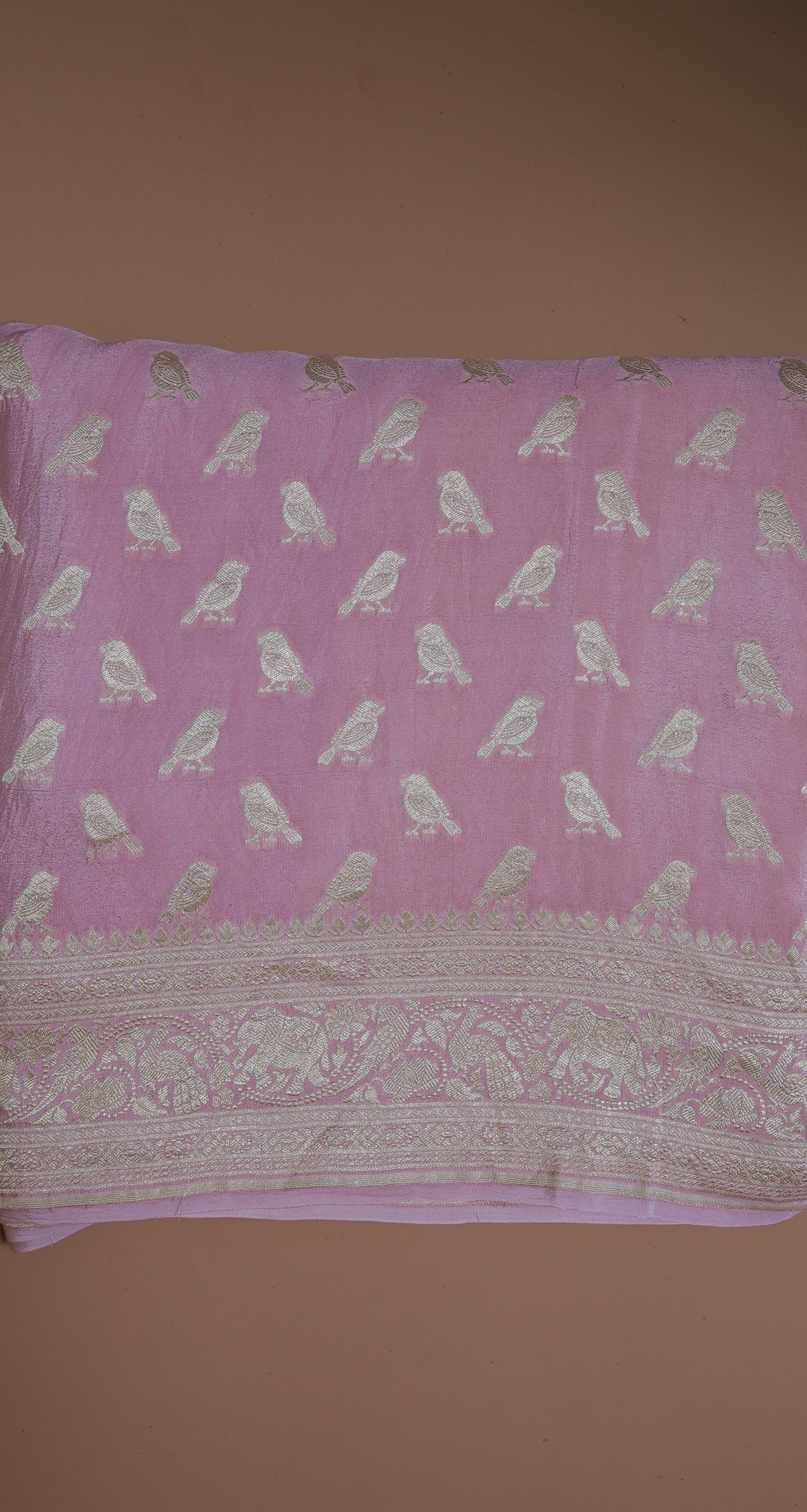 Banarasi Handwoven Crepe Georgette Shikargah Sari