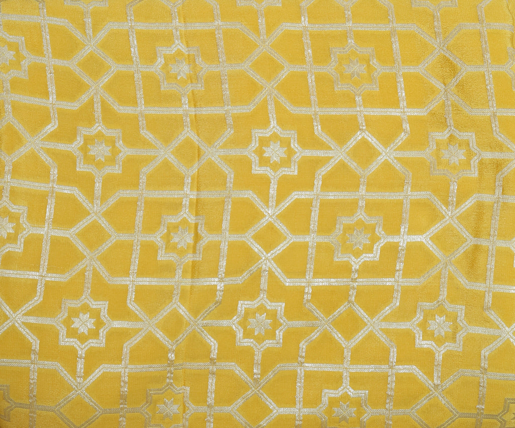 Pre-order Banarasi Yellow Handwoven Crepe Georgette Sari
