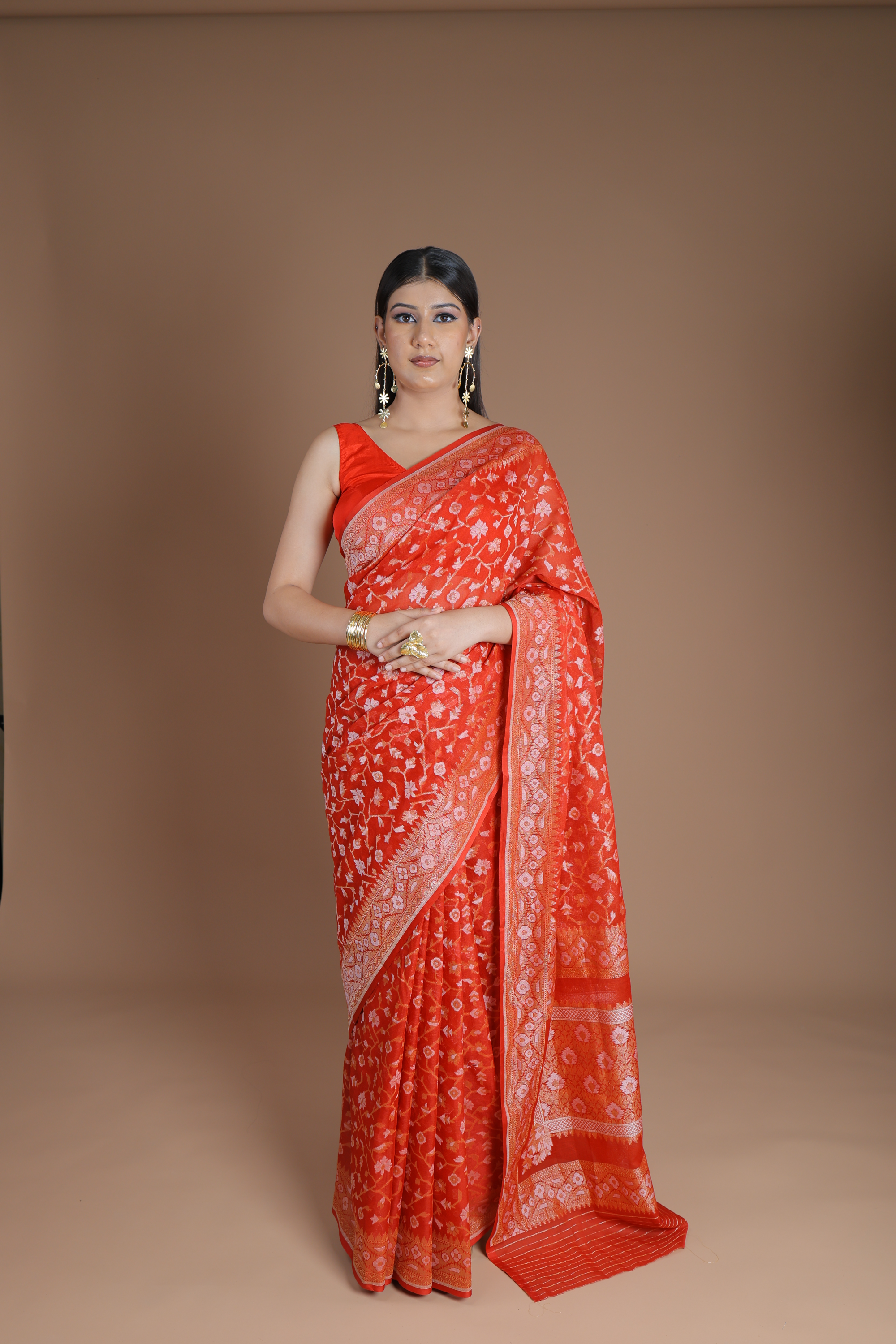 Banarasi Handwoven Cotton Jamdani, Rakhtambari Sari