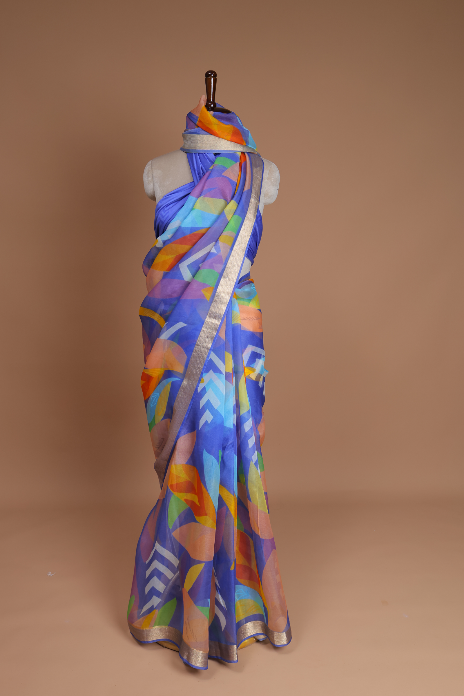 Digital Printed Sari On Handwoven Organza
