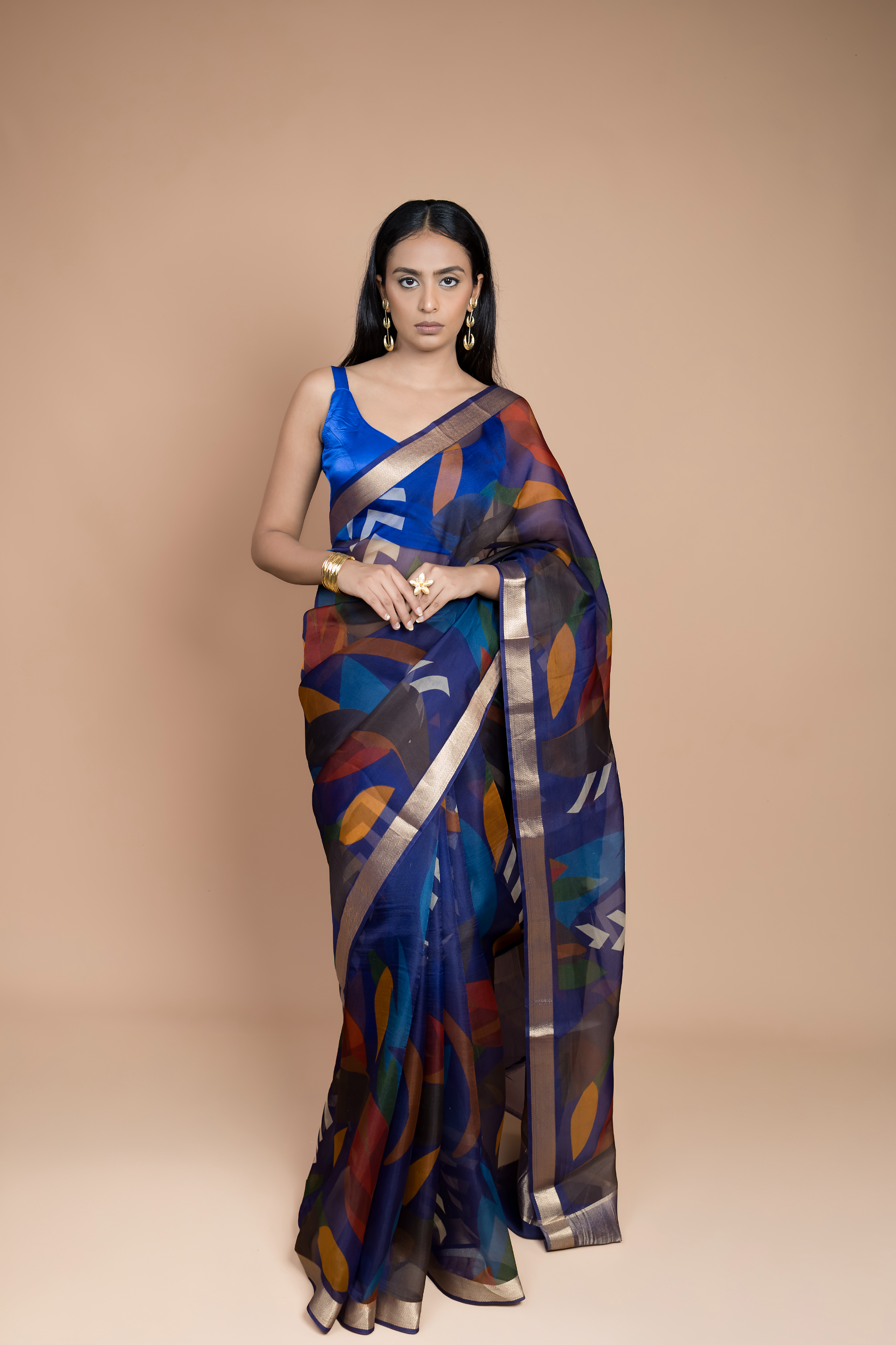 Digital Printed Sari on Handwoven Organza