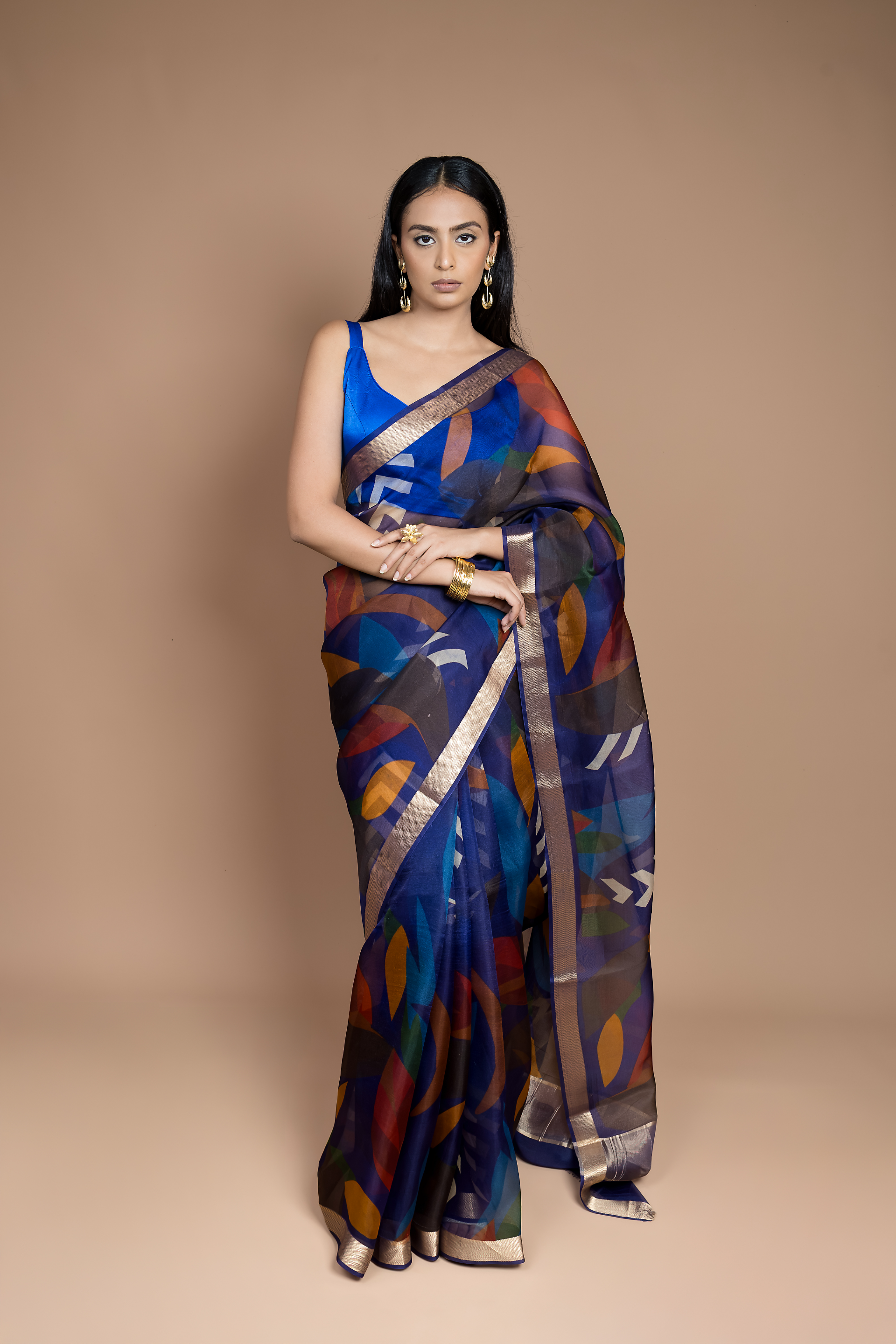Digital Printed Sari on Handwoven Organza