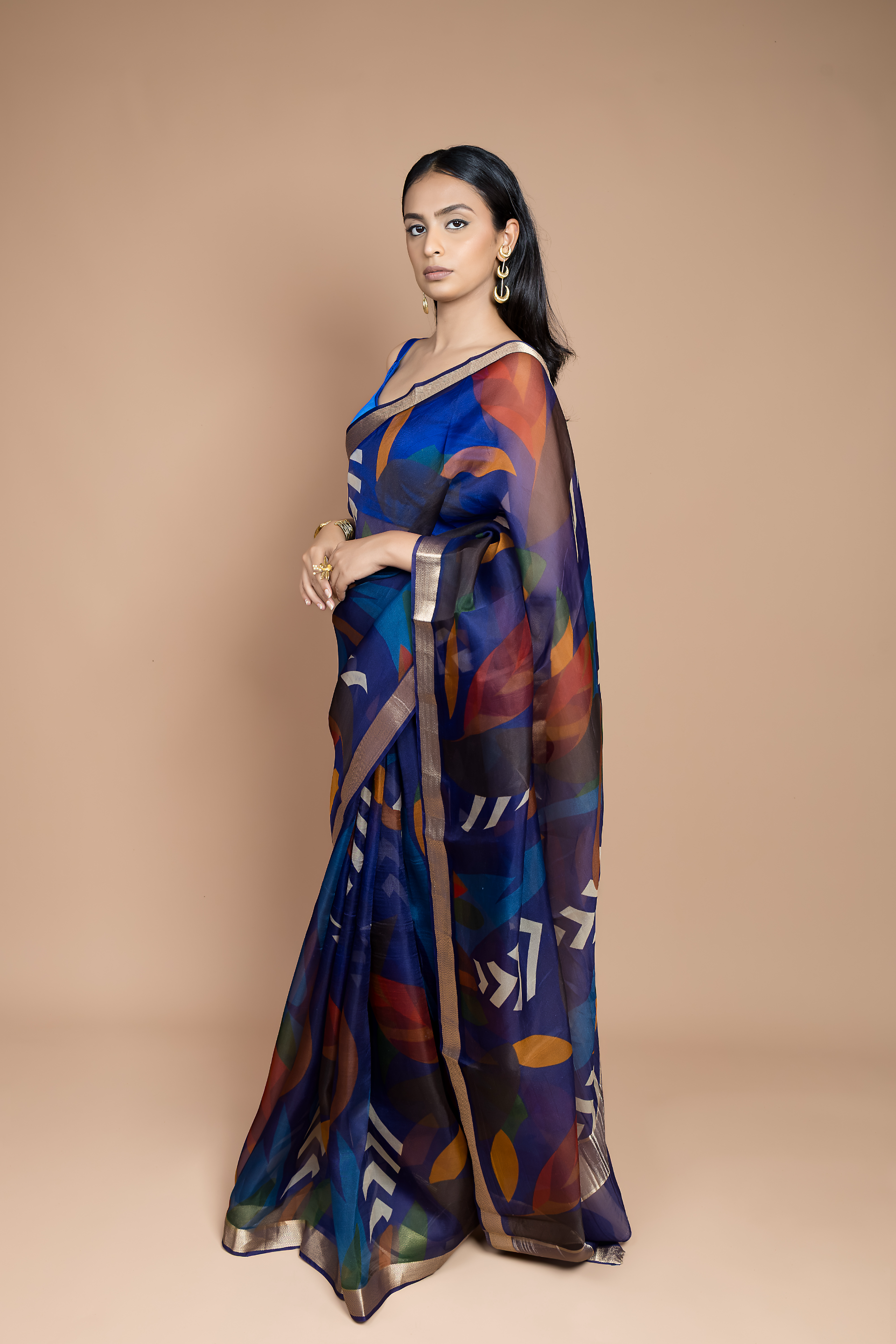 Digital Printed Sari on Handwoven Organza