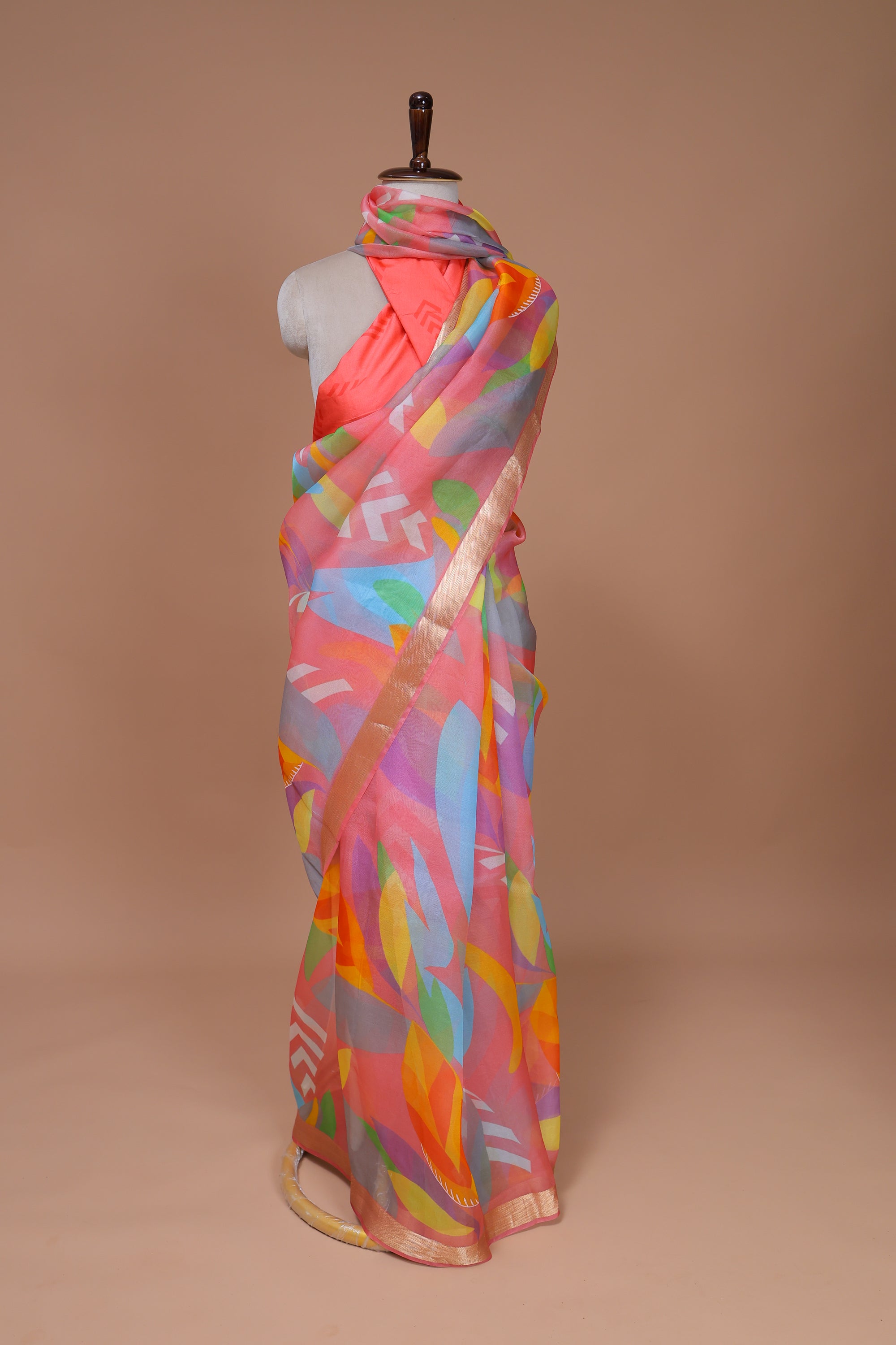 Digital Printed Sari On Handwoven Organza