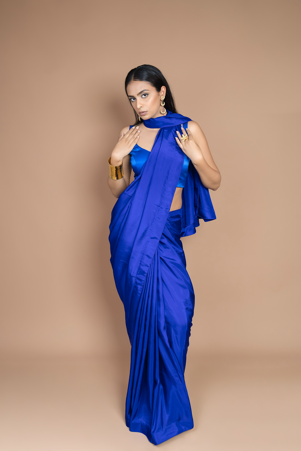 Handwoven Midnight Blue Silk Sari