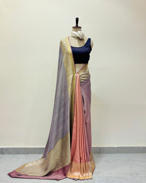 Handwoven soft Muga georgette sari