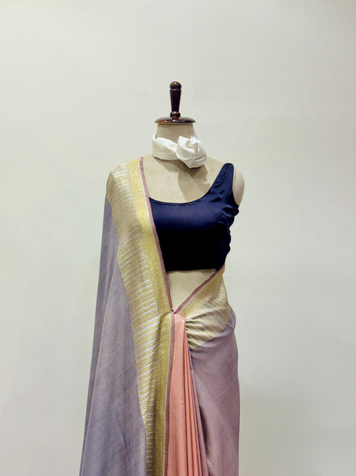 Handwoven soft Muga georgette sari