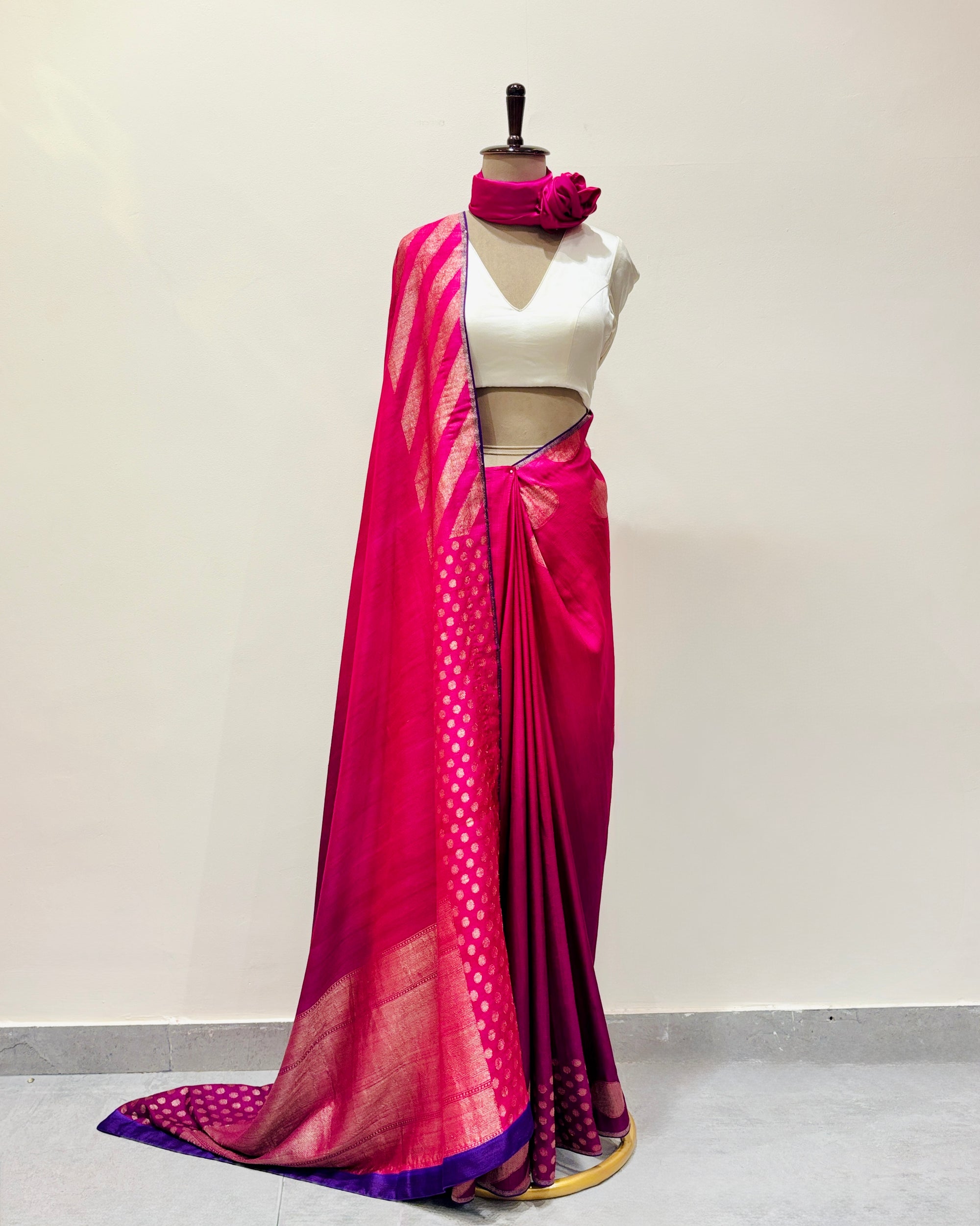 Handwoven Banarasi Muga Georgette sari