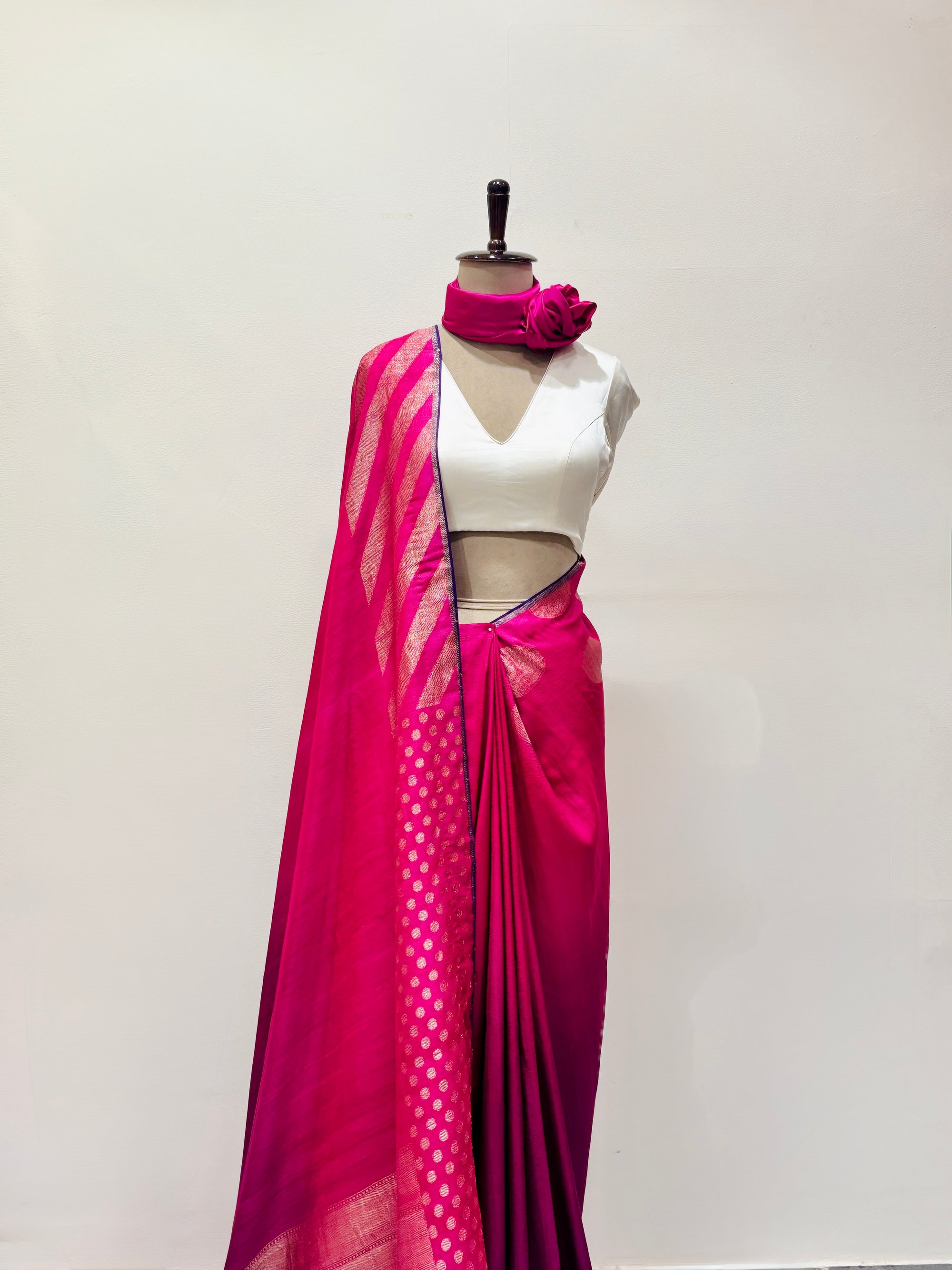 Handwoven Banarasi Muga Georgette sari